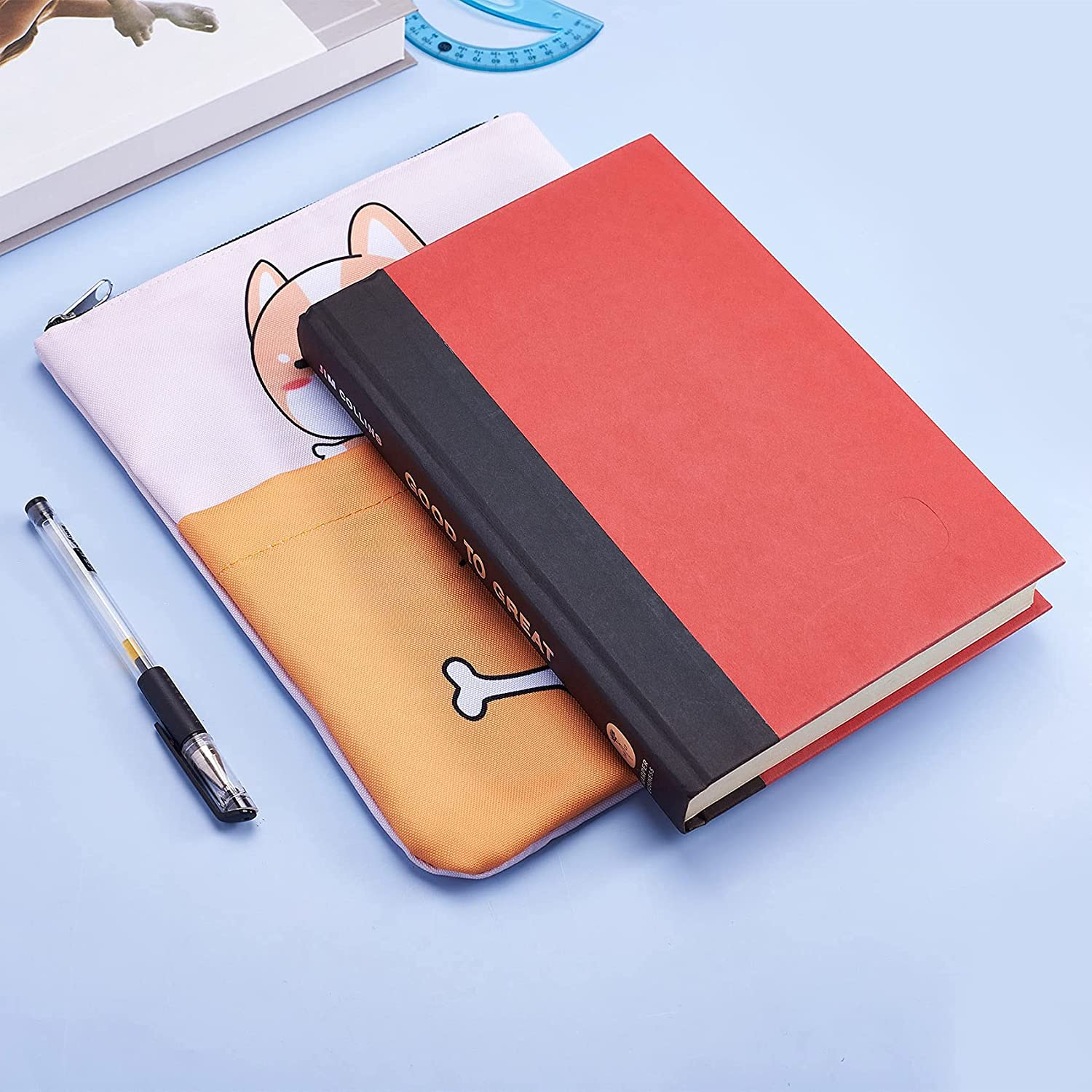 Book Sleeve Shiba Inu Dog Book Covers for Paperbacks, Washable Fabric, Book Sleeves with Zipper, Medium 11 Inch X 8.7 Inch Book Lover Gifts image number 5