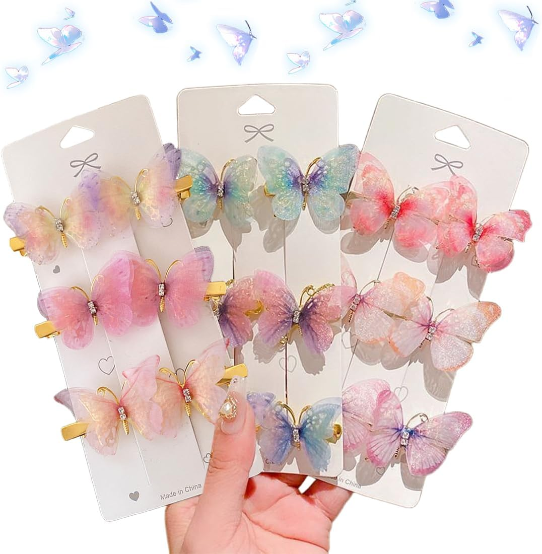 Pack of 20 Butterfly Hair Clips, Hair Clips Girls Women Children Glitter 3D Butterfly Hair Clips Set for Bridal Wedding Accessory image number 4