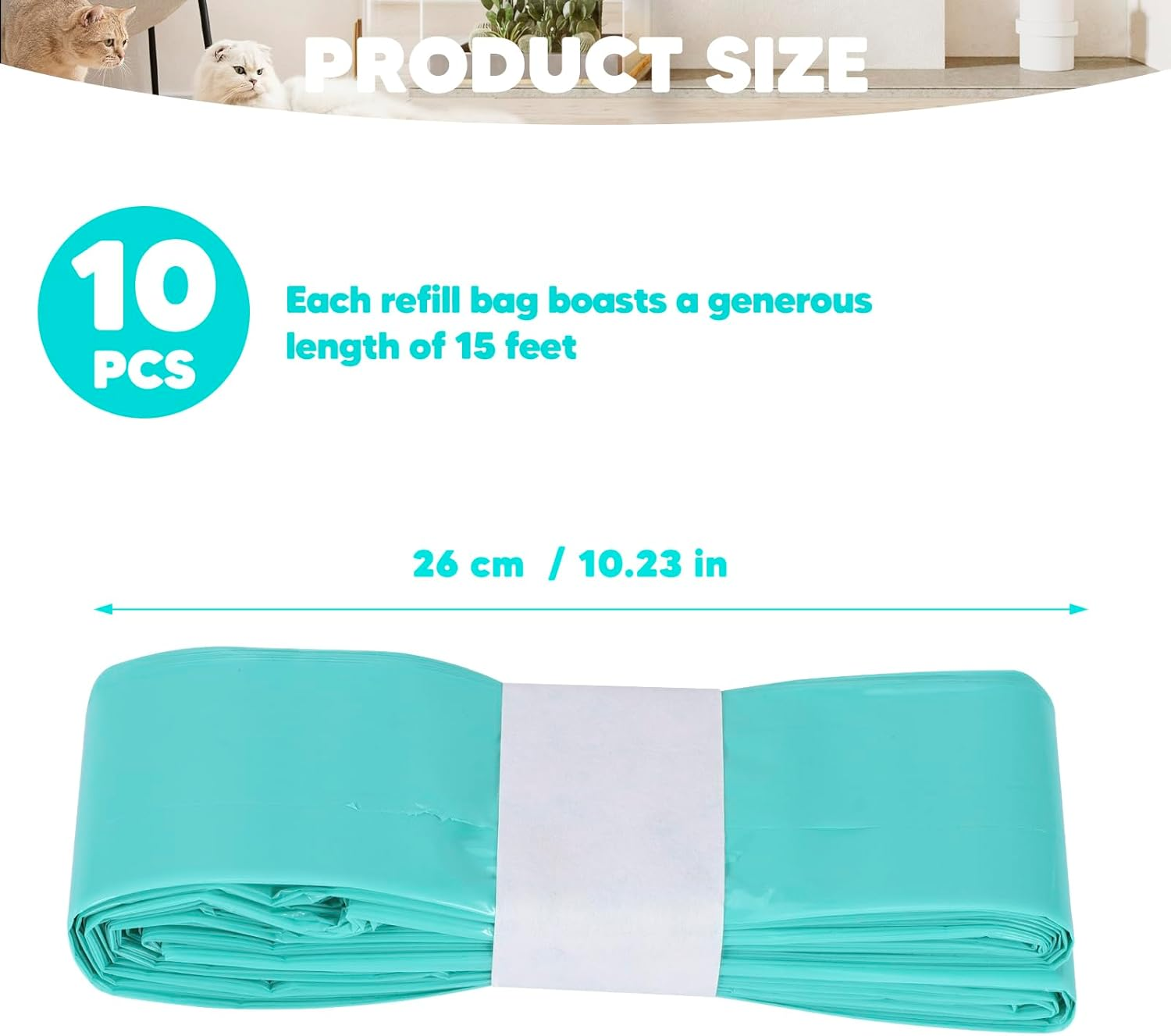 Cat Litter Refill Bags, 4.5 M Refill Bags for Litter, Pack of 10 Refill Container for Cat Litter Compatible with Litter Loose Refill Cassette (Without Cartridge) image number 3