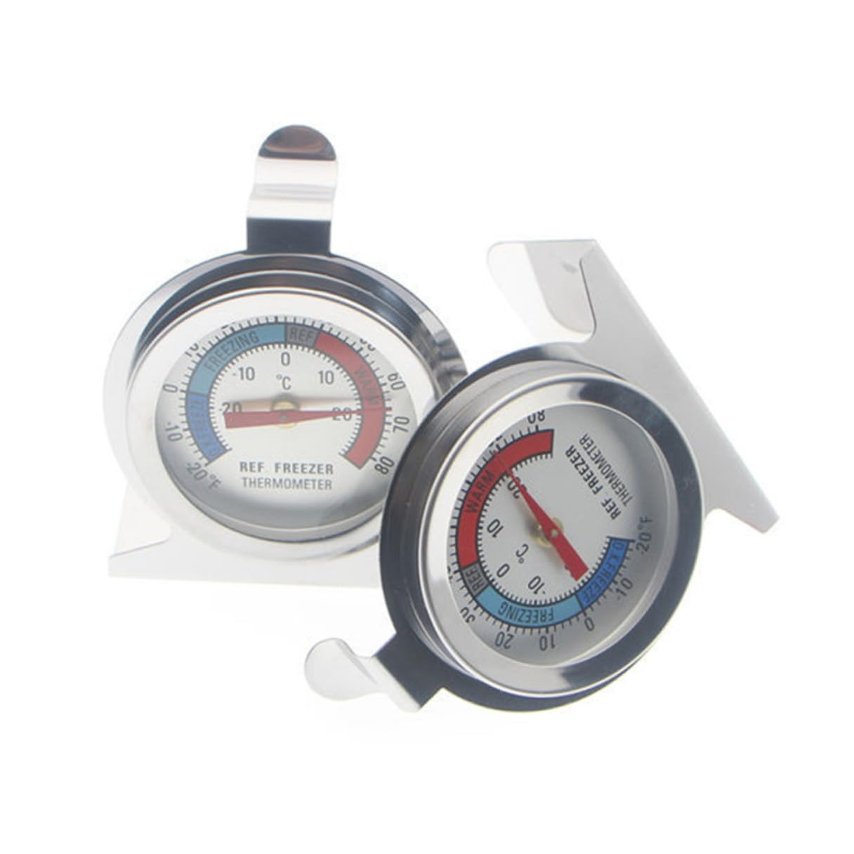 POPETPOP 4Pcs Stainless Steel Refrigerator and Freezer Thermometer Compact Indoor Temperature Gauge for Home and Office Use Silver with Paper Packaging