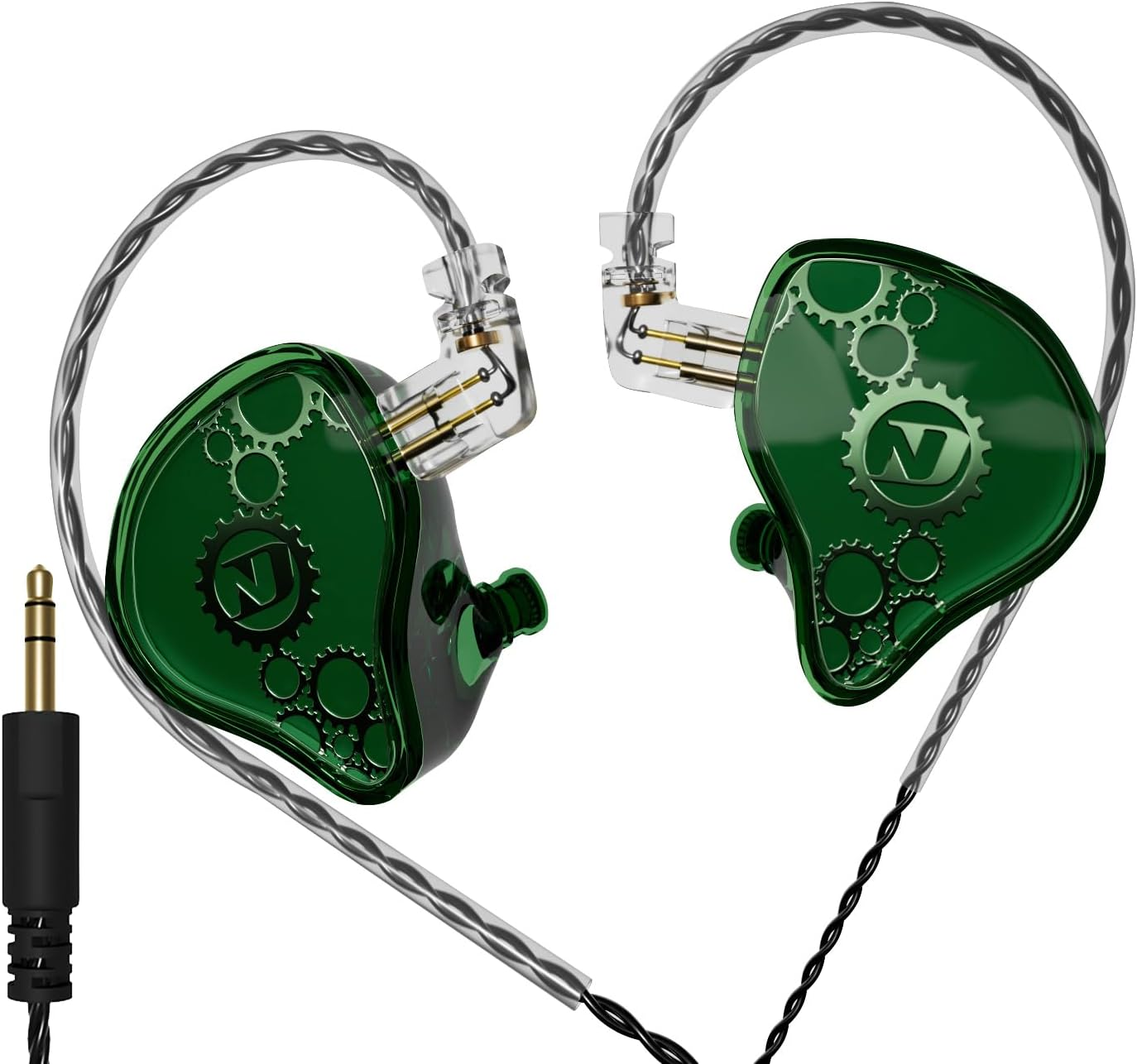 KAMINRUN ND Venus In-Ear Monitor Headphones, 10 Mm Double Magnetic Dynamic Driver IEM Earphones, Hifi Wired Gaming Earbuds, 2 Pin Detachable Cable (Without Mic, Green, 3.5 Mm Plug) image number 6