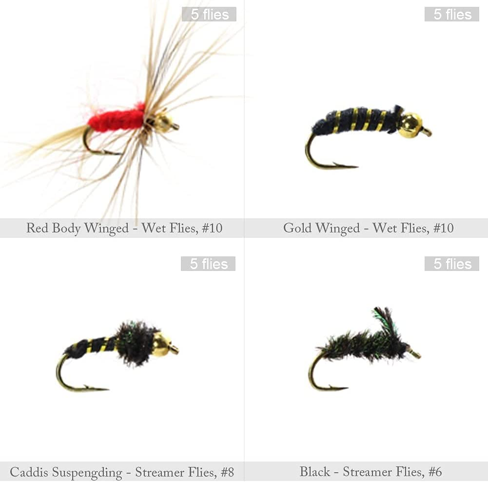 Fly Fishing Dry Flies Wet Flies 60Pcs / 120Pcs Assortment Kit with Waterproof Fly Box for Trout Fishing image number 1