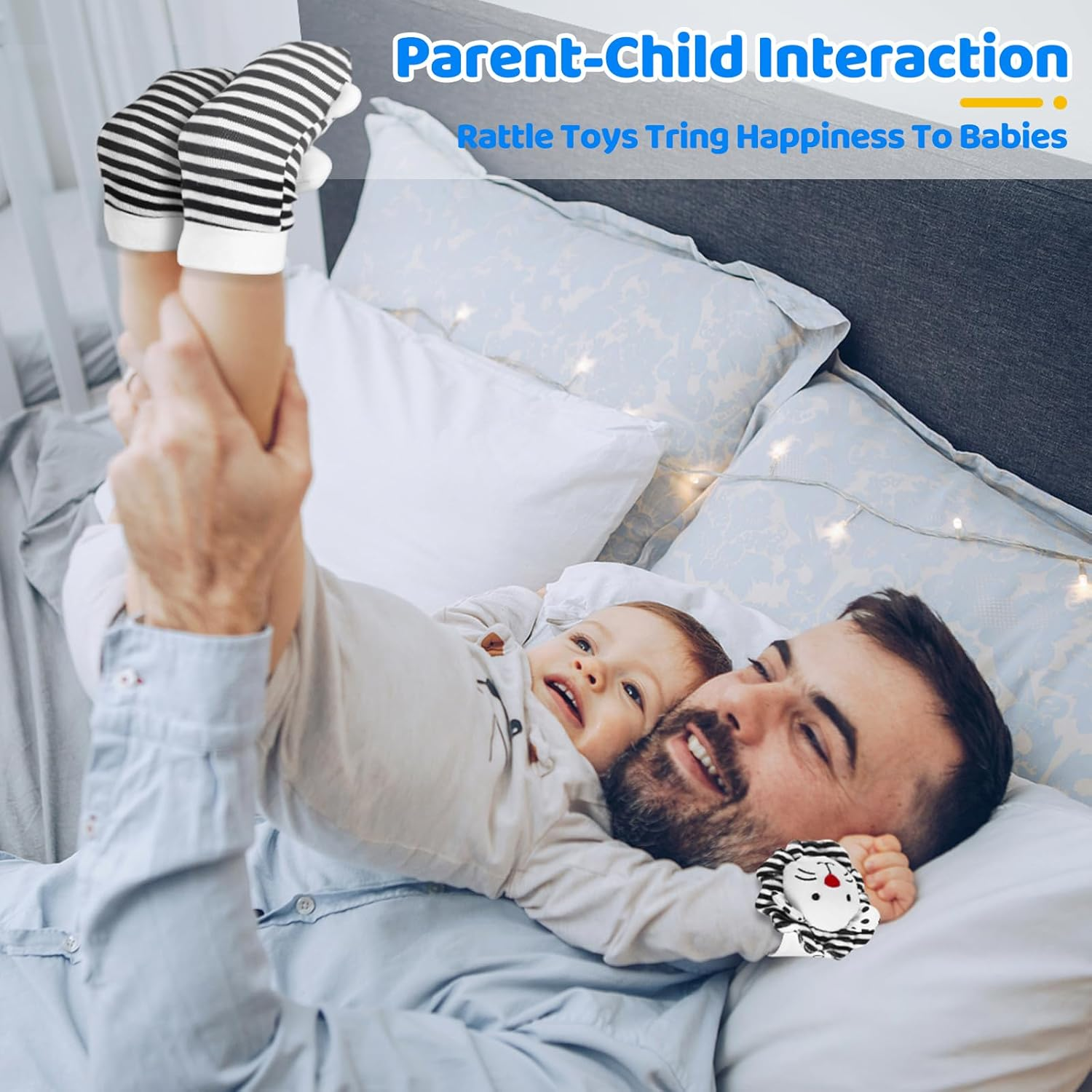 Baby Socks & Wrist Rattles Toys for 0-12 Month,Black and White High Contrast Baby Toys 0-6 Months,Baby Boy Girl Gifts 0-3 3-6Month Toy,2 3 4 Month Old Baby Toys,Infant Sensory Newborn Toys image number 2