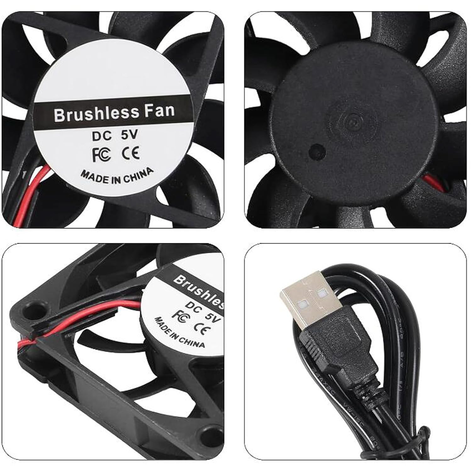 DIANN 2Pcs 6015 Fan 5V 60X60X15Mm Brushless Computer CPU Heat Sink Cooling Cooler Fan 60Mm X 15Mm USB Fan for DIY PC Case Fan image number 1