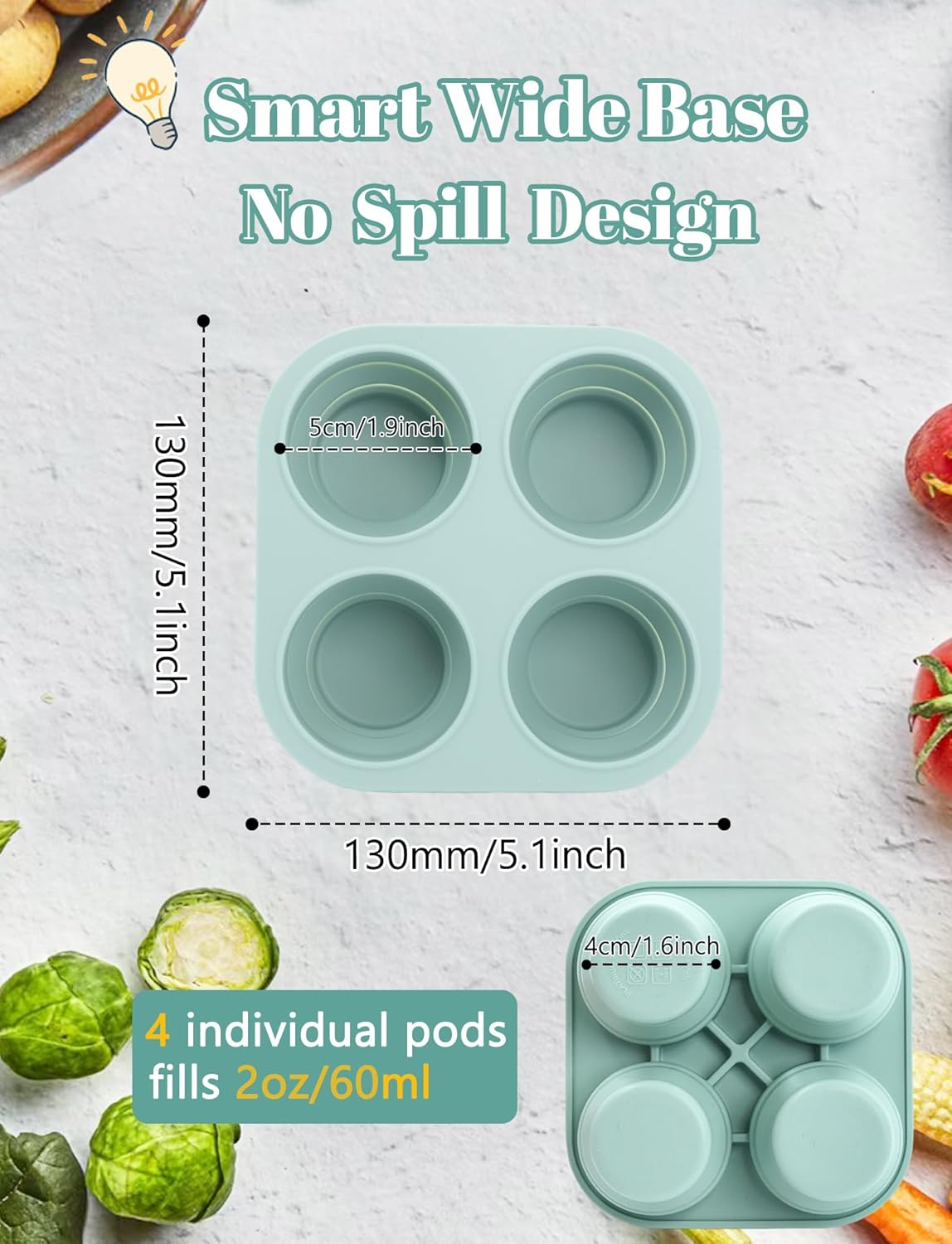 Stackable Reusable Baby Food Freezer Storage Tray Silicone Freezer Tray Storage Containers Baby Food Ice Cube Trays Milk Trays for Breastmilk Blue image number 5