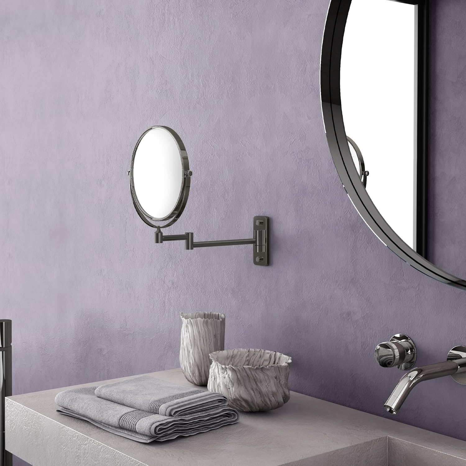 Gedy Gaia Gun Metal Wall Magnifying Mirror - Matte Gold image number 3