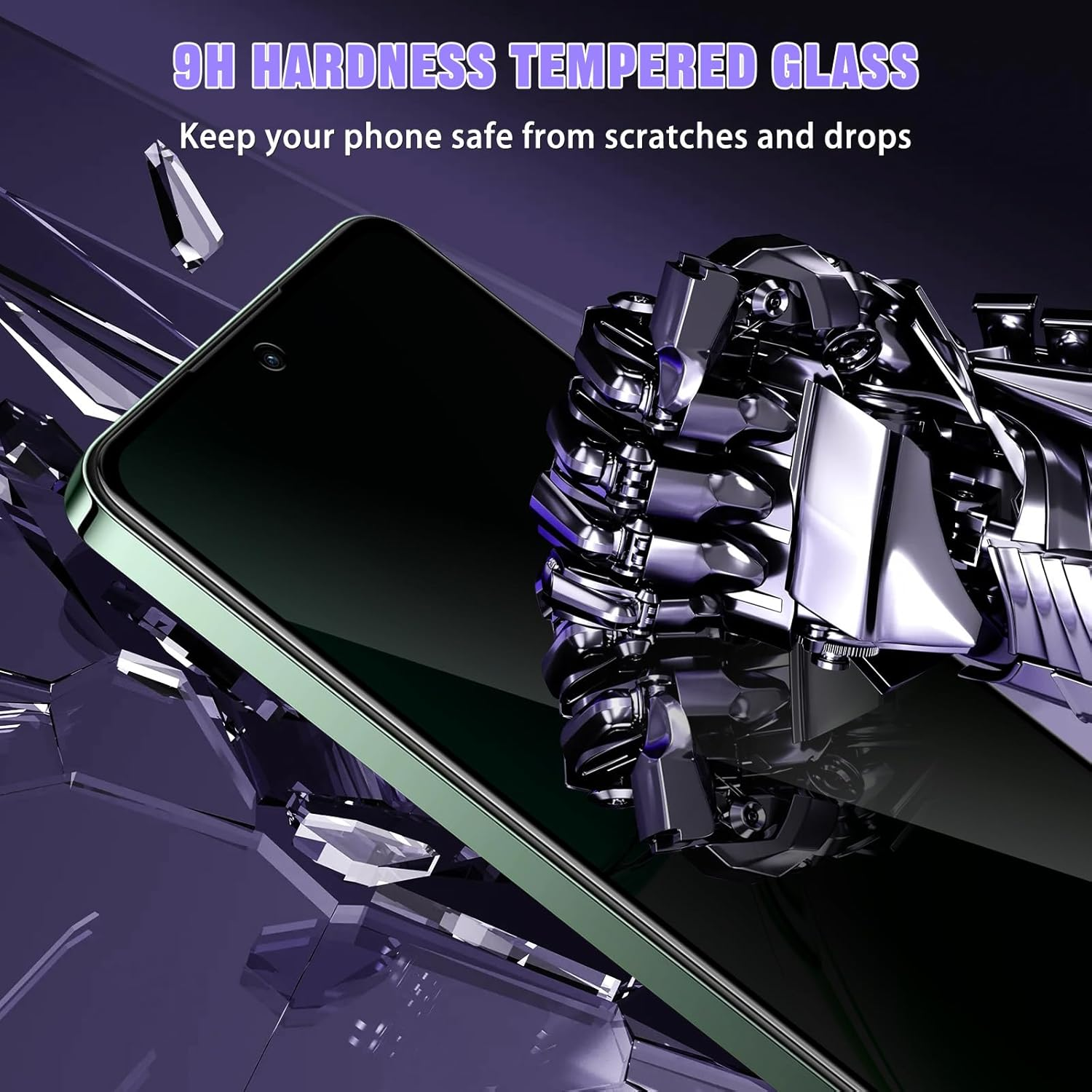 Hinzann Privacy Screen Protector for OPPO Reno 12 F 5G, Pack of 2 Anti-Spy Tempered Glass Protection + 2 Camera Protection, 9H Hardness Privacy Screen, Scratch-Resistant Privacy Screen Protector For image number 5