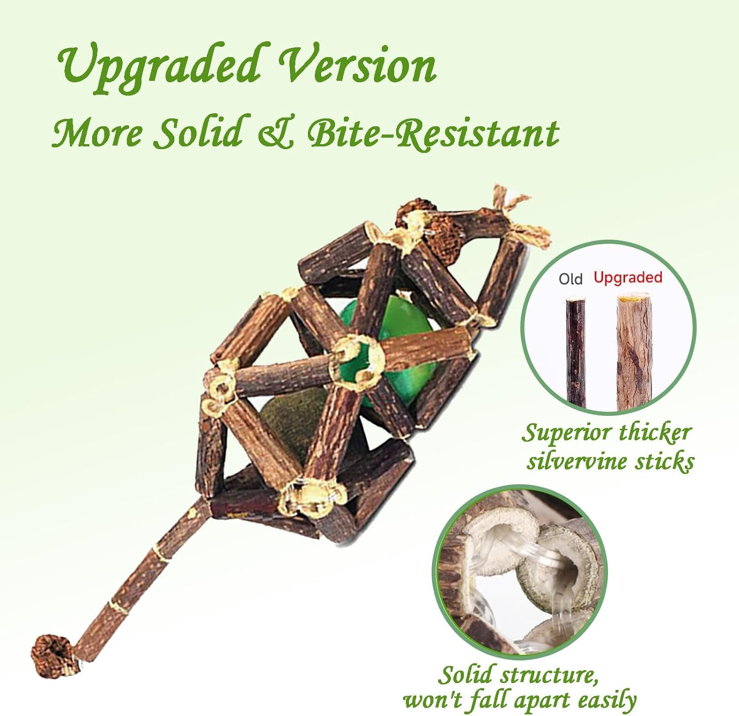 Cat Nip Mint Wood Ball - Mice/Mouse Chew Toys with Silvervine Sticks Cat Toys Natural Polygonum Officinale Balls for Indoor Cats, Kitten Cleaning Teeth Tools Cat Chew Toy Stick Funny Pet image number 2