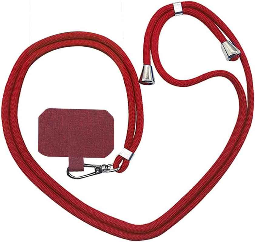 Fashion Universal Mobile Phone Lanyard Adjustable Hanging Neck Strap with Patch Red