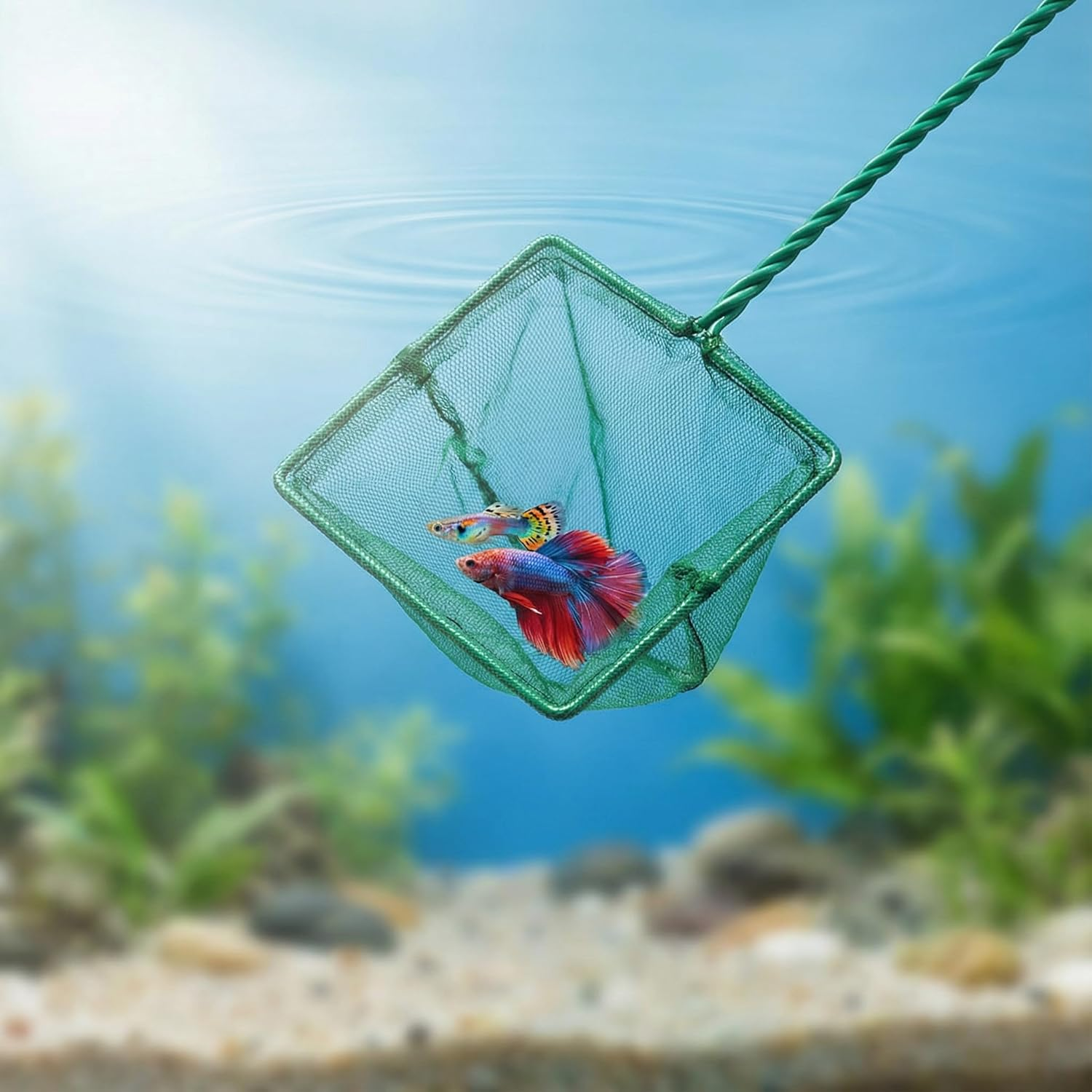 LEDON 2-Pack Fine Mesh Aquarium Fish Nets, 32Cm Small Fish Catcher Net for Shrimp, Fry, Tropical Fish - Safe Soft Green Nets for Freshwater & Saltwater Tanks, Ponds image number 4