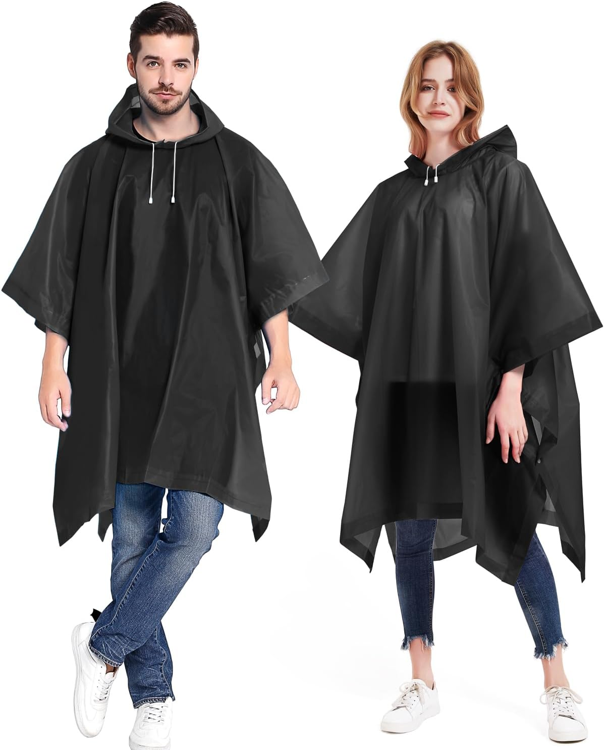 Rain Ponchos 2 Packs for Adults with Drawstring Hood - for Hiking, Backpacking, Camping or Traveling (