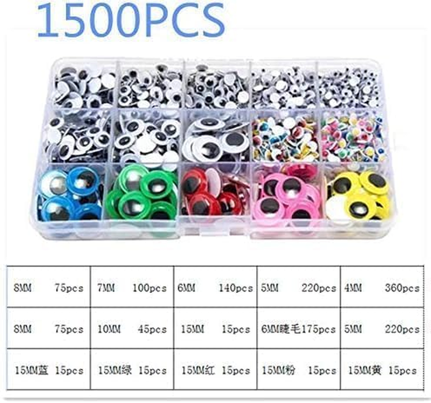 1500Pcs Googly Eyes Self Adhesive for Crafts, Craft Sticker Wiggle Eyes with Multi Colored and Sizes for DIY