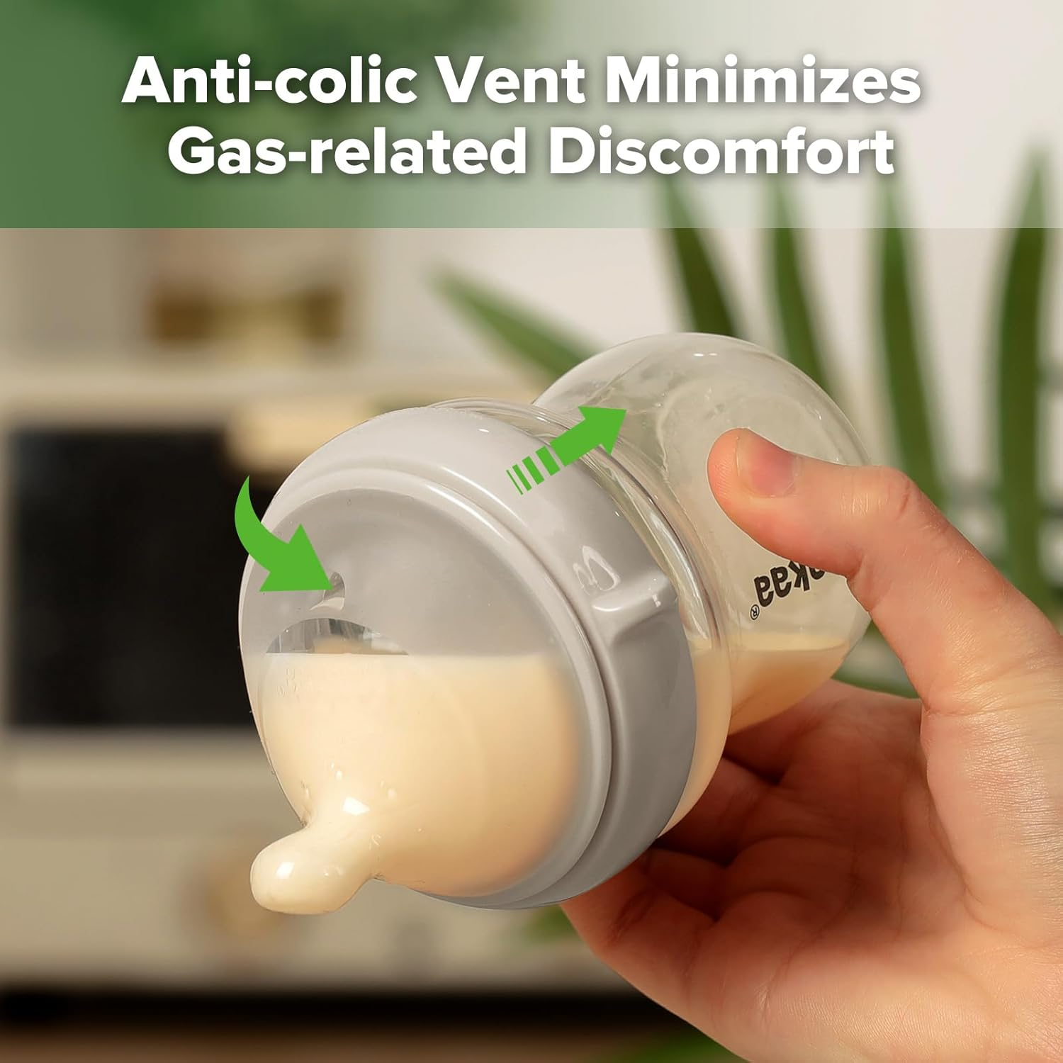 Haakaa Gen.3 Glass Baby Bottle 120Ml, with Anti-Colic Valve, Fast Flow, Mimic Breastfeeding, Temprature Resistant (Grey)&hellip; image number 6