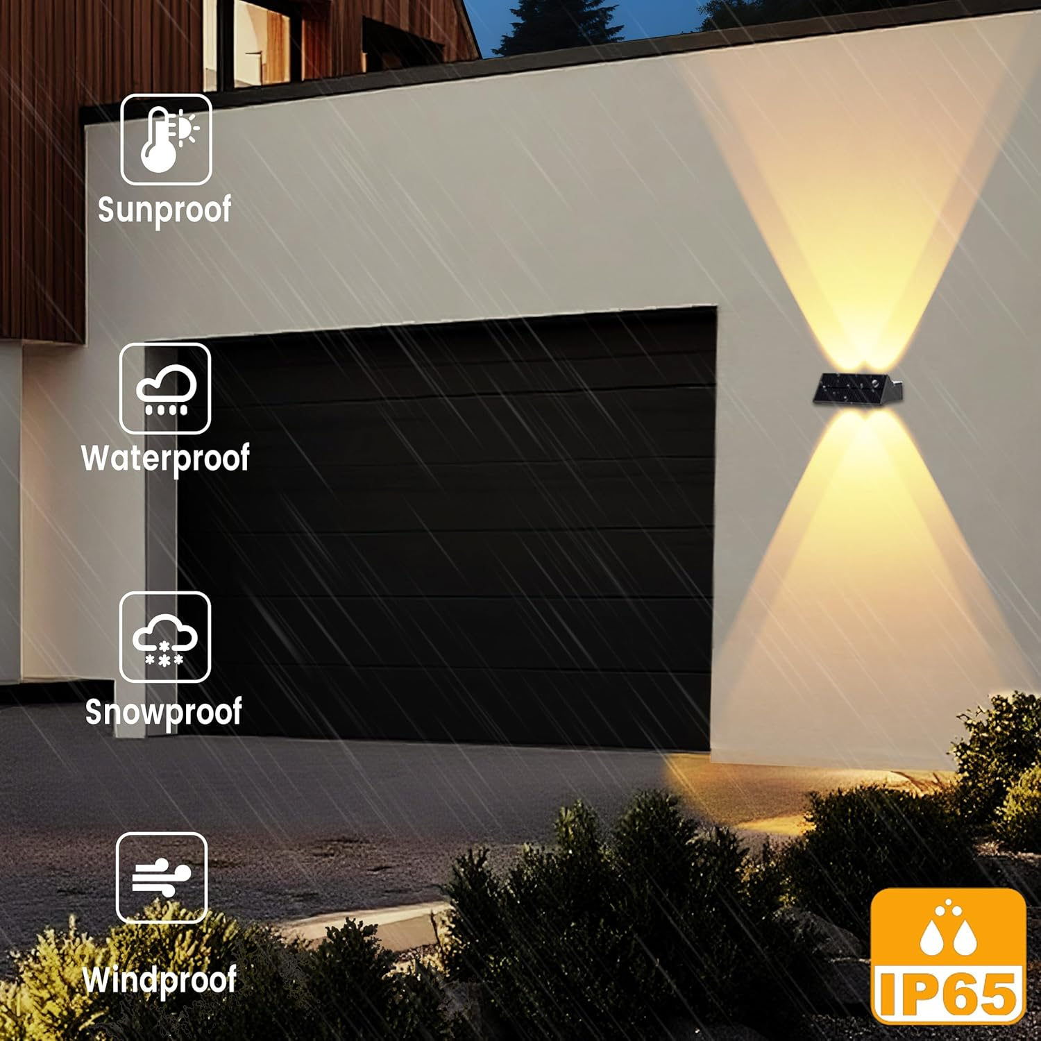 Solar Fence Lights 9-Color Up&Down Solar Wall Lights Outdoor Waterproof RGB Fence Lights Solar Powered for Garden Yard Patio Pathway (4) image number 5