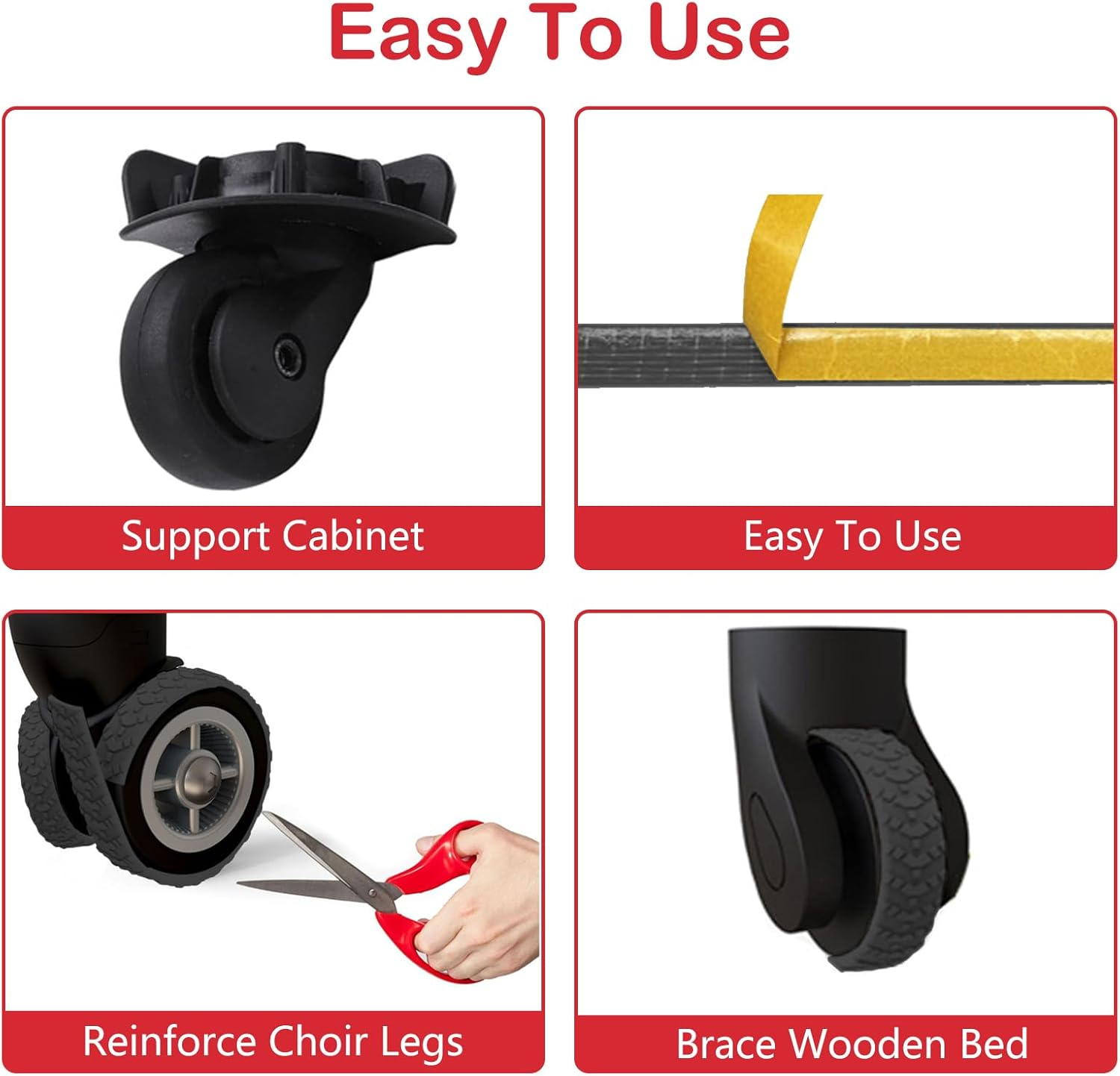 ACTIMED 8Pcs Silicone Luggage Wheel Covers - Silent Protection Suitcase Wheel Protector Covers (Black), Black, L, Scriptures image number 4