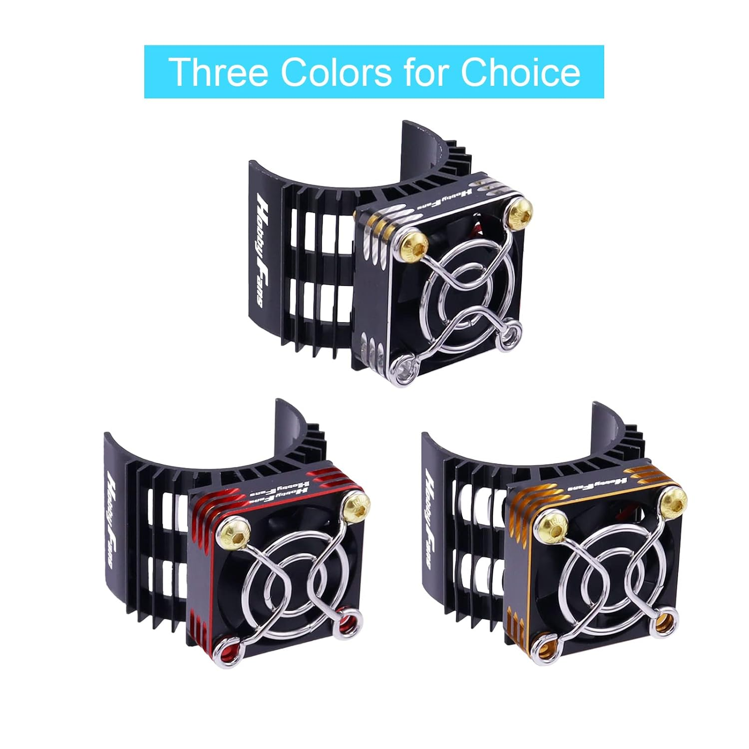 Hobby Fans RC Cooling Fan 28000RPM Alluminum RC Car Motor Fan with Heatsink for RC Car 1/8 1/10 540 550 F540 3650 3660 Motor, Gold image number 3