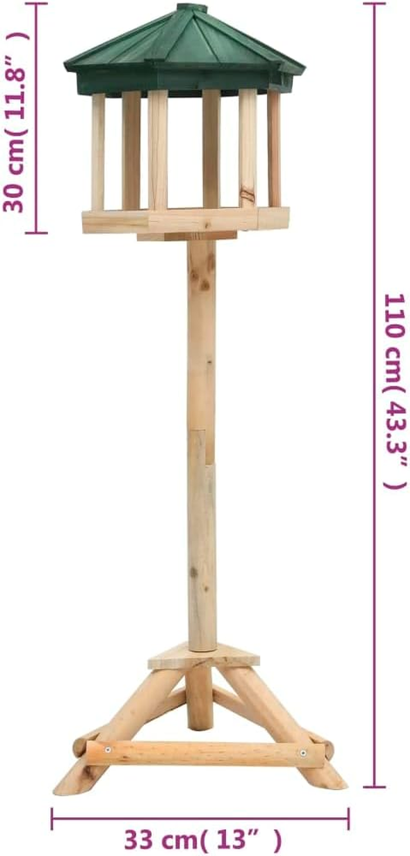 Standing Bird Feeder Solid Firwood 33X110 Cm Outdoor Garden Decor Wildlife image number 6