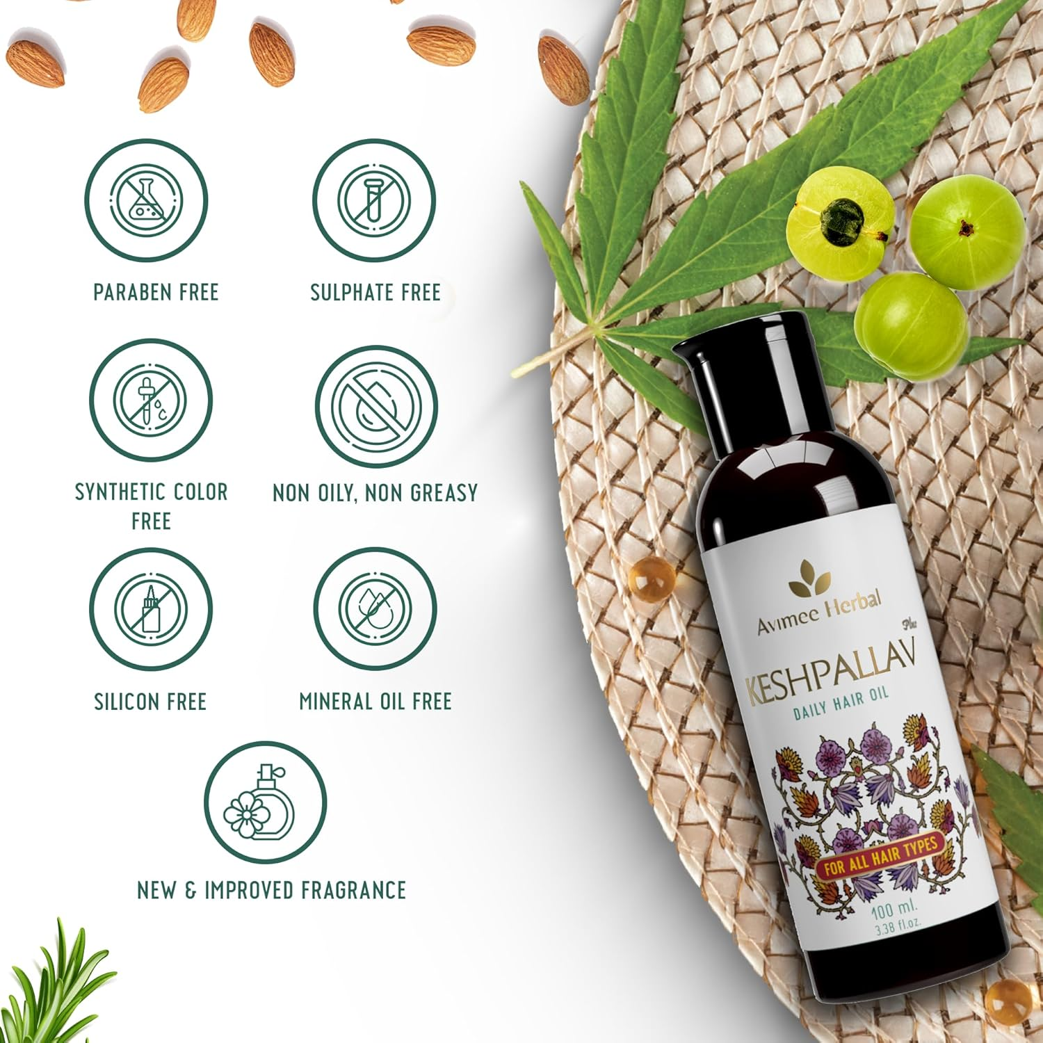 AVIMEE HERBAL Keshpallav plus Hair Oil for Unisex 100 Ml image number 6