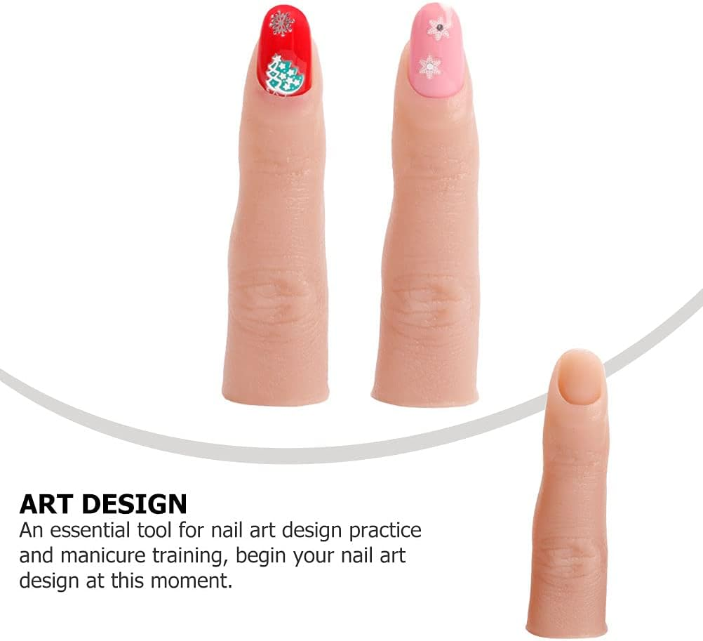 Silicone Practice Fingers for Acrylic Nails, Soft Fake Fingers to Practice Fake Nails, Flexible Nail Practice Fingers Hand for DIY Flexible Nail Art Training image number 6