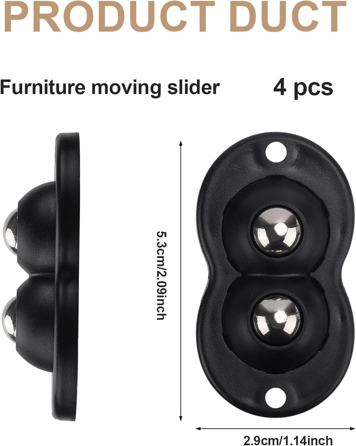 4 Pcs Furniture Movers Sliders,Heavy-Duty Furniture Slider Set,360&deg; Swivel Mini Coffee Slider, Appliance Rollers for Kitchen Appliances, Small Sticky Pulley for Furniture (2 Balls) image number 2