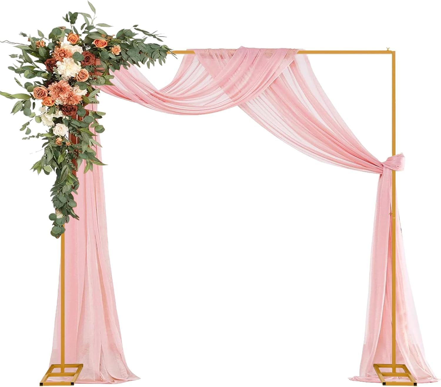 10FT Wedding Arch Metal Backdrop Stand with Adjustable Square Backdrop Stand for Flowers, Balloons, and Party Decoration (Gold, 3X3 Meters) image number 6