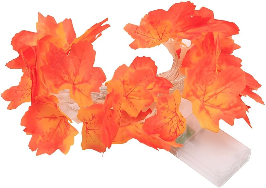 WUSJCOF 20 LED Autumn Decorative Fairy Lights, Halloween Fairy Lights, Maple Leaves Fairy Lights for Halloween, Autumn Decoration, Thanksgiving, Christmas image number 4