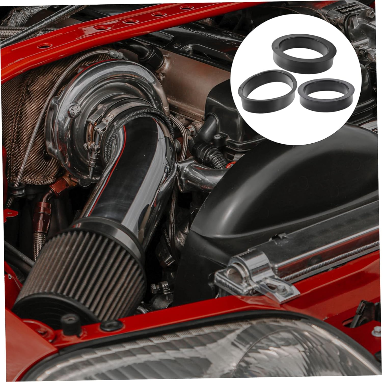Mobestech 3Pcs Universal Rubber Adapter Rings Set for Car Air Filters Intake Filter Step-Up Rings 76Mm to 70Mm 63Mm 60Mm Compatible with 3-Inch Cone Air Intake for Vehicle Performance Optimization image number 3