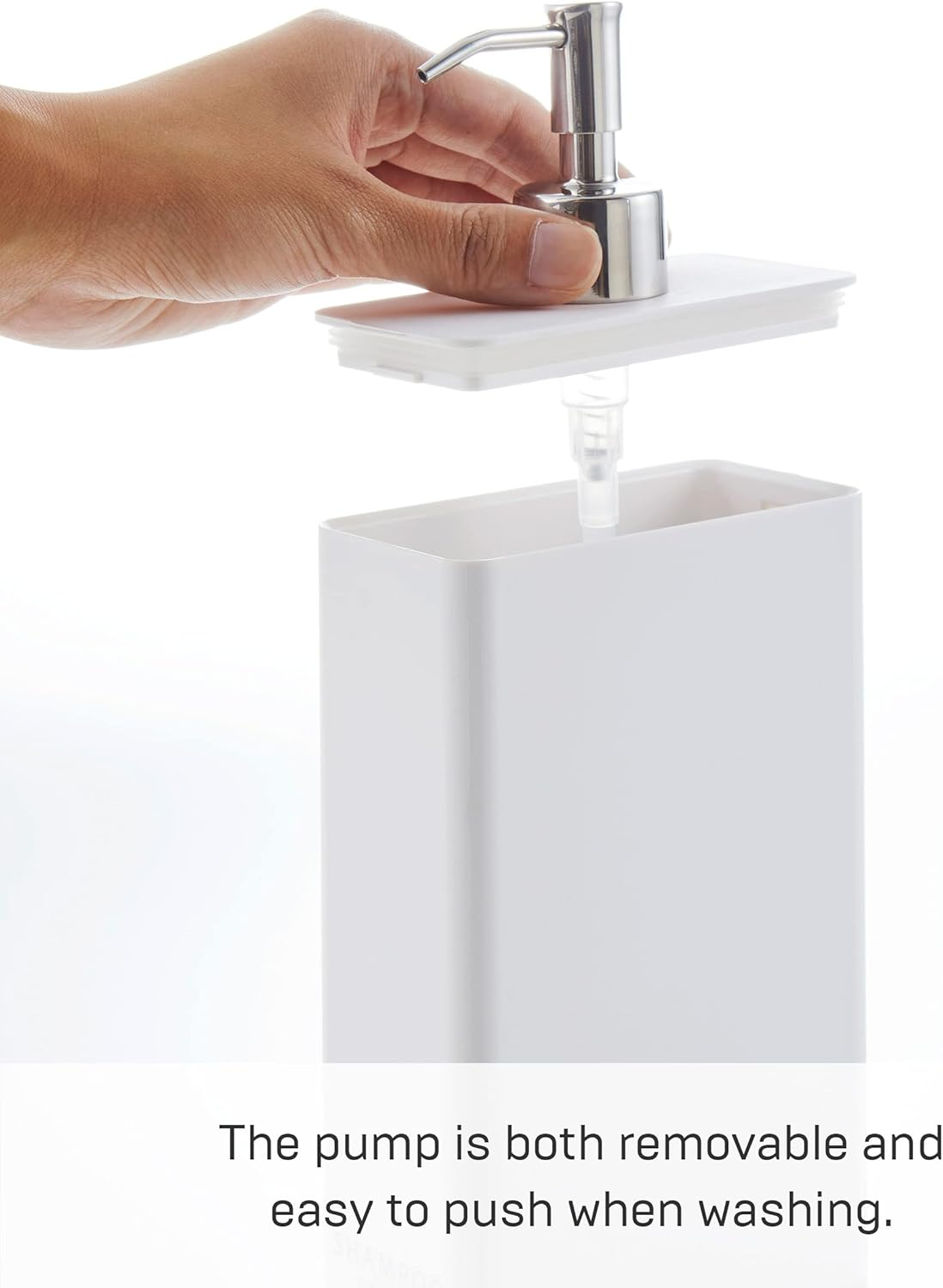 Yamazaki Home Tower Shower Dispenser - Contemporary Bottle Pump - Shampoo - Abs Plastic - 24 Fluid Oz., 700 Ml image number 6