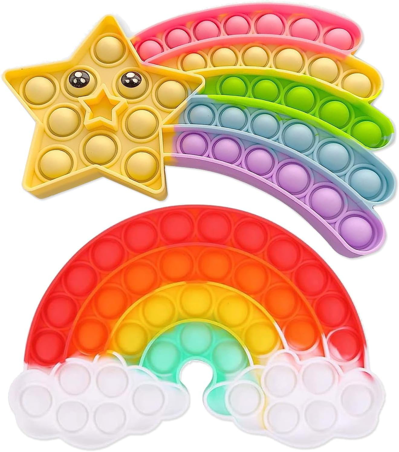 Fidget Toys Fidget Poppers Push Bubble Sensory Toy Silicone Popping Toy Anti-Anxiety Stress Relief Christmas Birthday Gift for Children (Rainbow Star Toy) image number 3