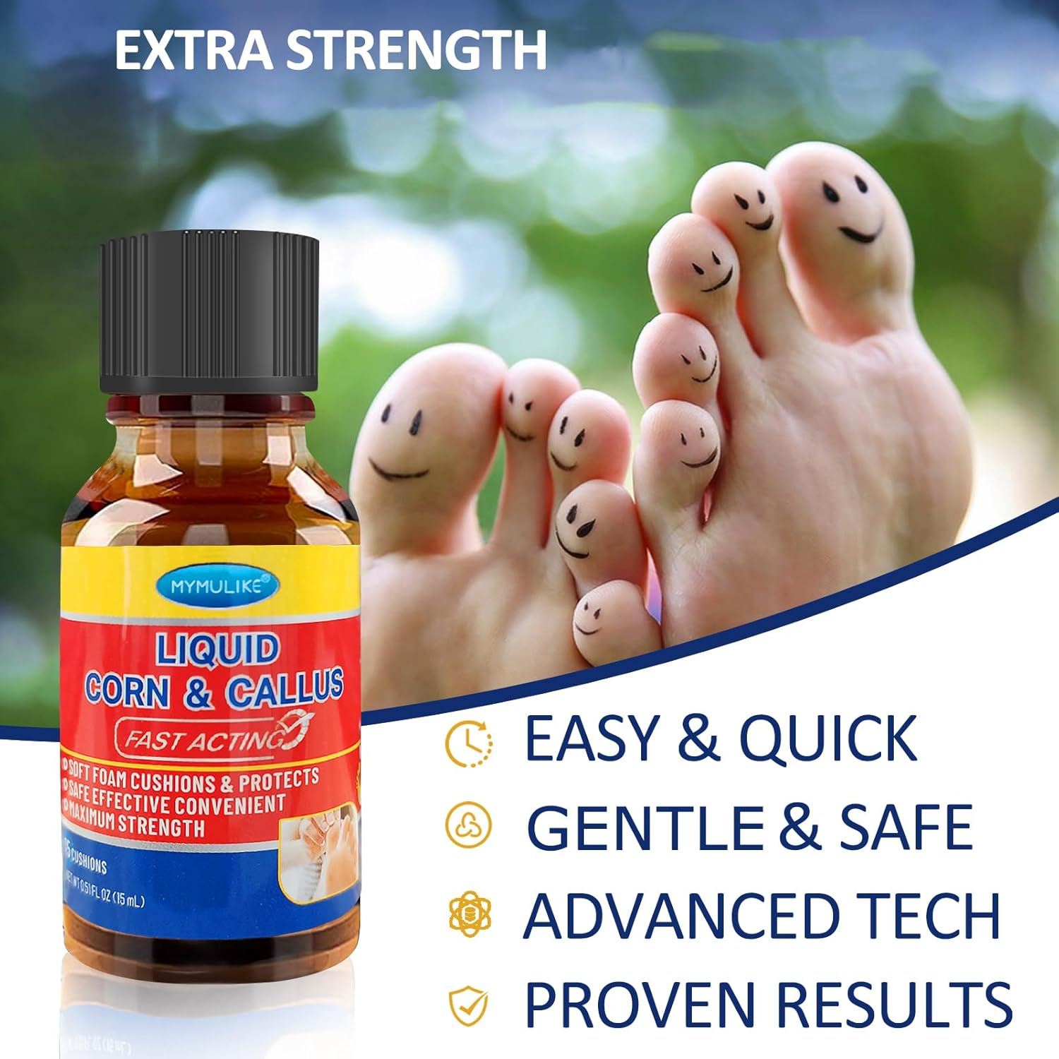 Liquid Corn Remover, Corn Removers for Toes, Extra Strength Liquid for Corn, Safe Removes Corns and Callus, 15Ml Liquid with 15PCS Cushions 10PCS Swabs (15ML*1) image number 5