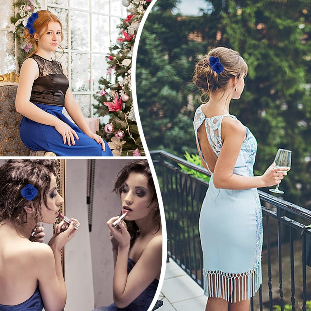 TRKETK Pack of 12 Rose Flower Hairpin, U Shaped Bridal Headpiece, Retro Flower Hairpins, Wedding Rose Hair Clips, Bridal Hair Accessories, Pin Brooch Wedding for Parties, Weddings, Dances image number 2