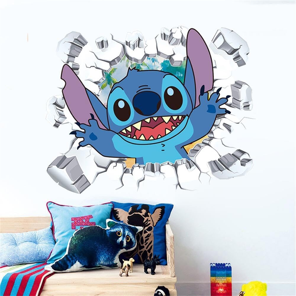 Lilo and Stitch Wall Decals - Kids Cartoon Wall Art for Bedroom Decor - DIY Removable Stickers for Themed Room (23.7X17.8 Inch) image number 5