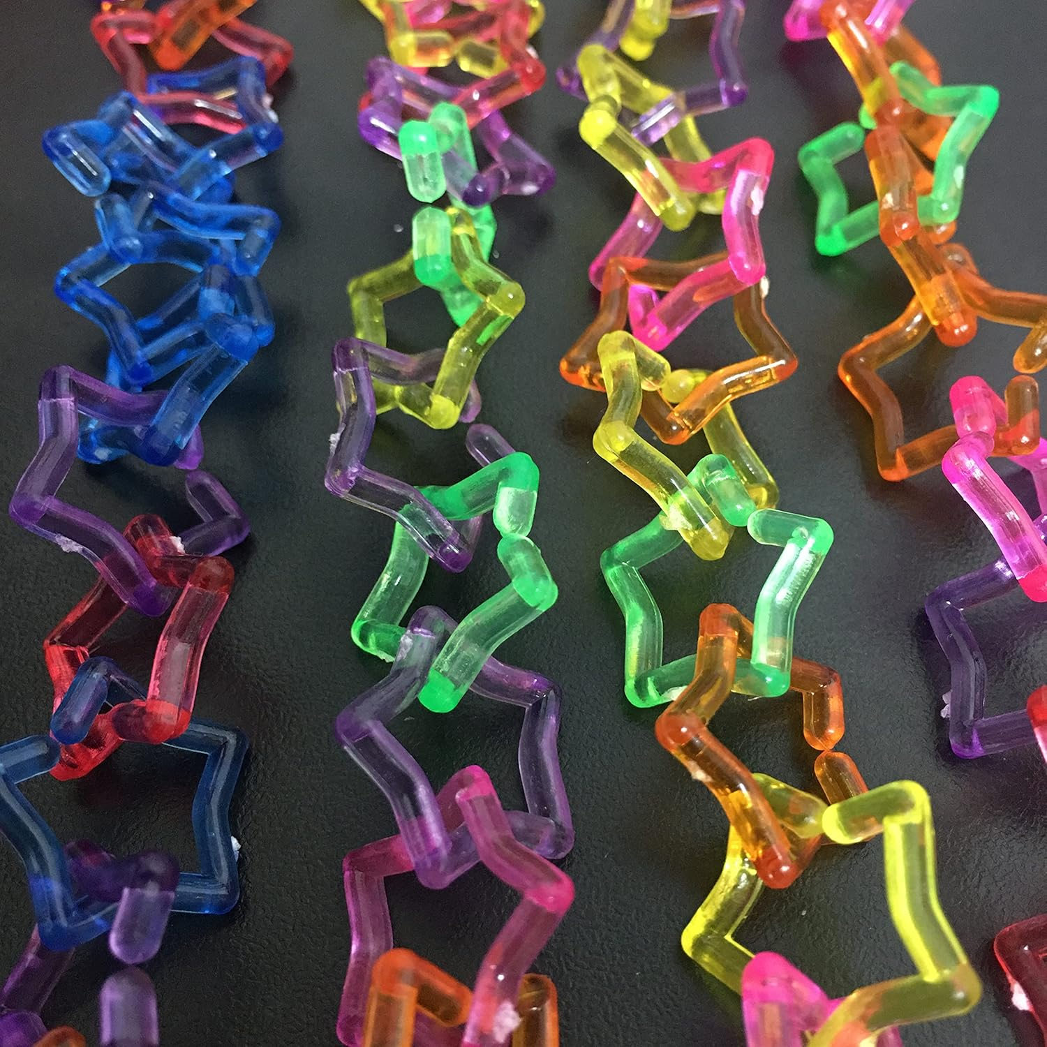 Star Shape Clear Color Chain Links Plastic Neon Toy Parrot Bird Foot Parts Kid DIY 100Pcs image number 6