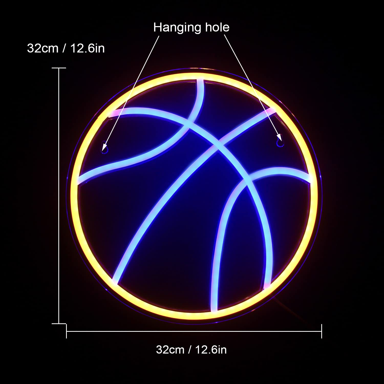 Wanxing Basketball Neon Signs Sport Neon Light Led Sign Neon Sign for Bedroom Led USB Powered Switch Light up Sign Neon Sign for Wall Decor Bedroom Christmas Birthday Signs Kids Gift(Blue Yellow - Colorful Neon Signs image number 2