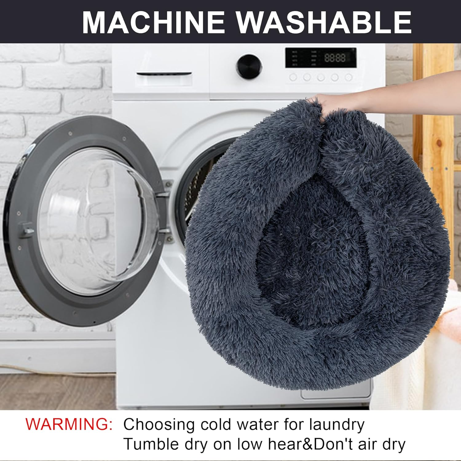 Kimpets Snuggle Dog Bed, Comfy Calming Dog Bed, Machine Washable Dog Bed for Medium Dogs, Cute&Fuzzy&Anti Anxiety Dog Bed, 27.5'' Soft Bean Dog Bed, up to 25Lbs Cozy&Comfy Dog Beds for Medium Dogs image number 5