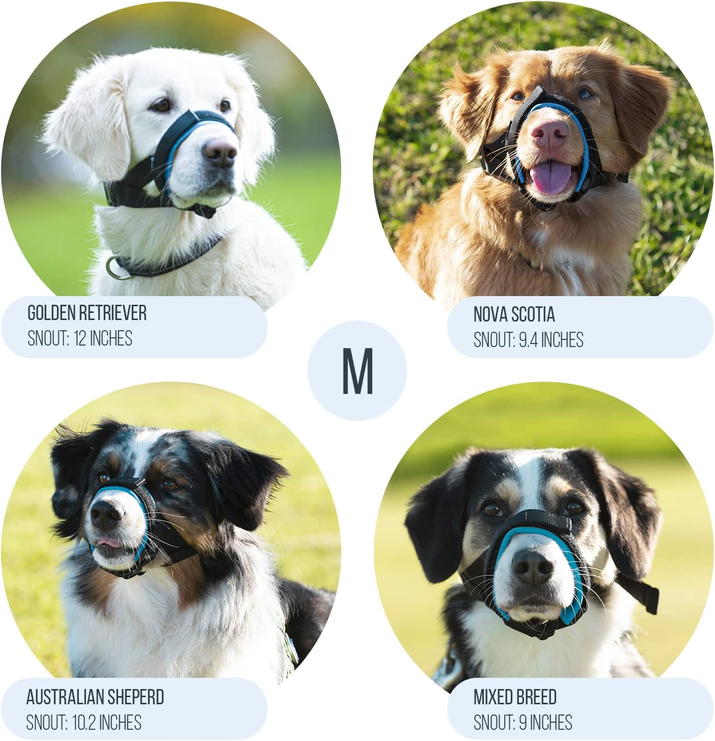Gentle Muzzle Guard for Dogs - Prevents Biting and Unwanted Chewing Safely &ndash; New Secure Comfort Fit - Soft Neoprene Padding &ndash; No More Chafing &ndash; Training Guide Helps Build Bonds with Pet (M, Blue) image number 4