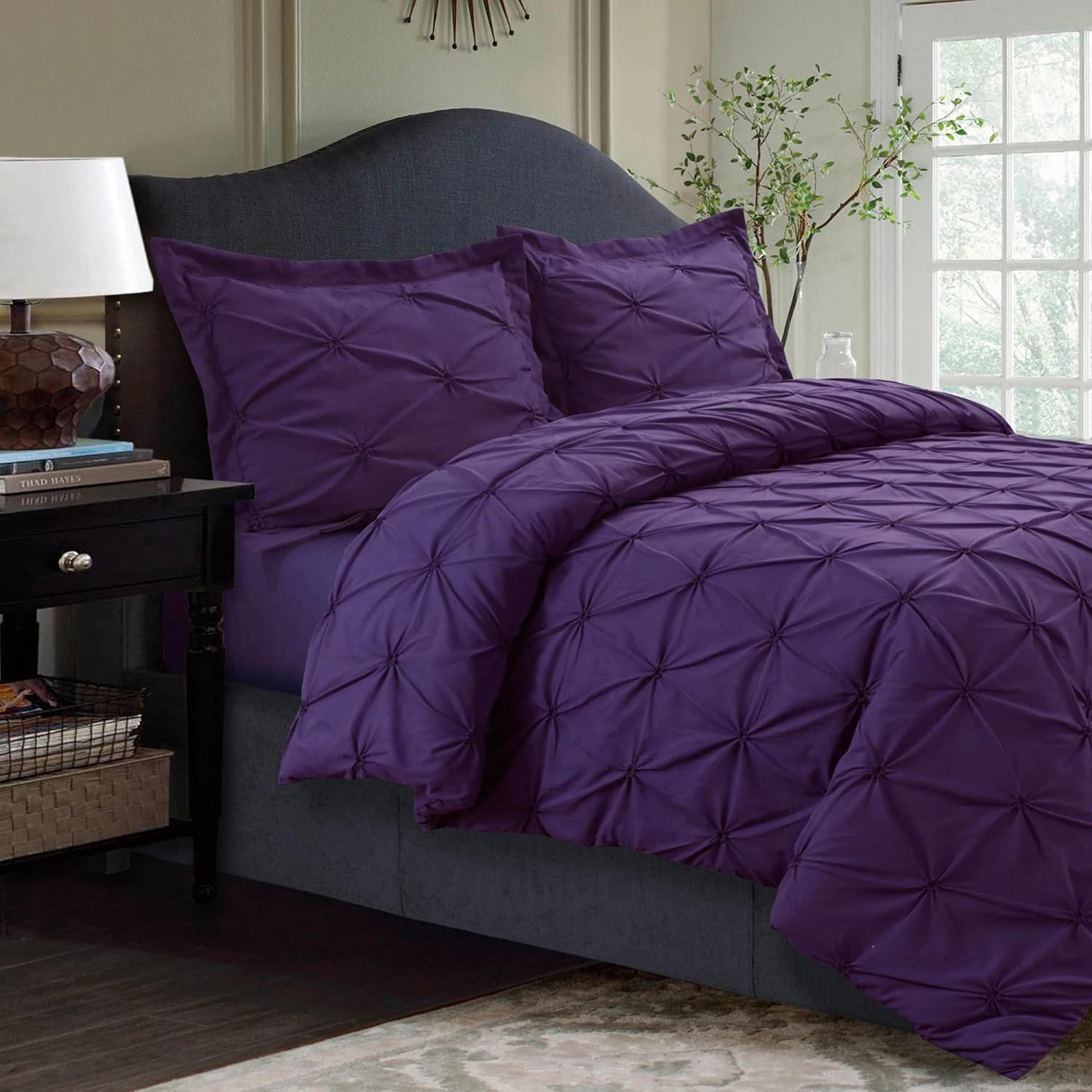 Tribeca Living SYD110DSKIPU Sydney 110-GSM Microfiber Duvet Cover Set, Purple, King