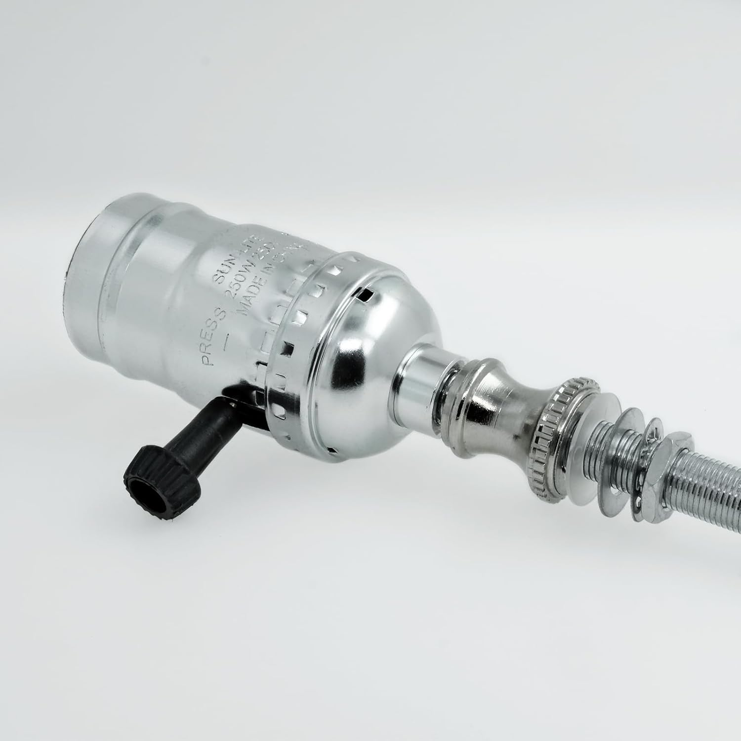 Lamp Repair Hardware Assortment,All Thread Pipe Lamp Rod,Includes Lamp Nipples,Coupling Pipe Connectors,Switch Knobs,Washers & Lock Nuts (Silver Color/Including 12 Inch Lamp Rod Kit, 136)