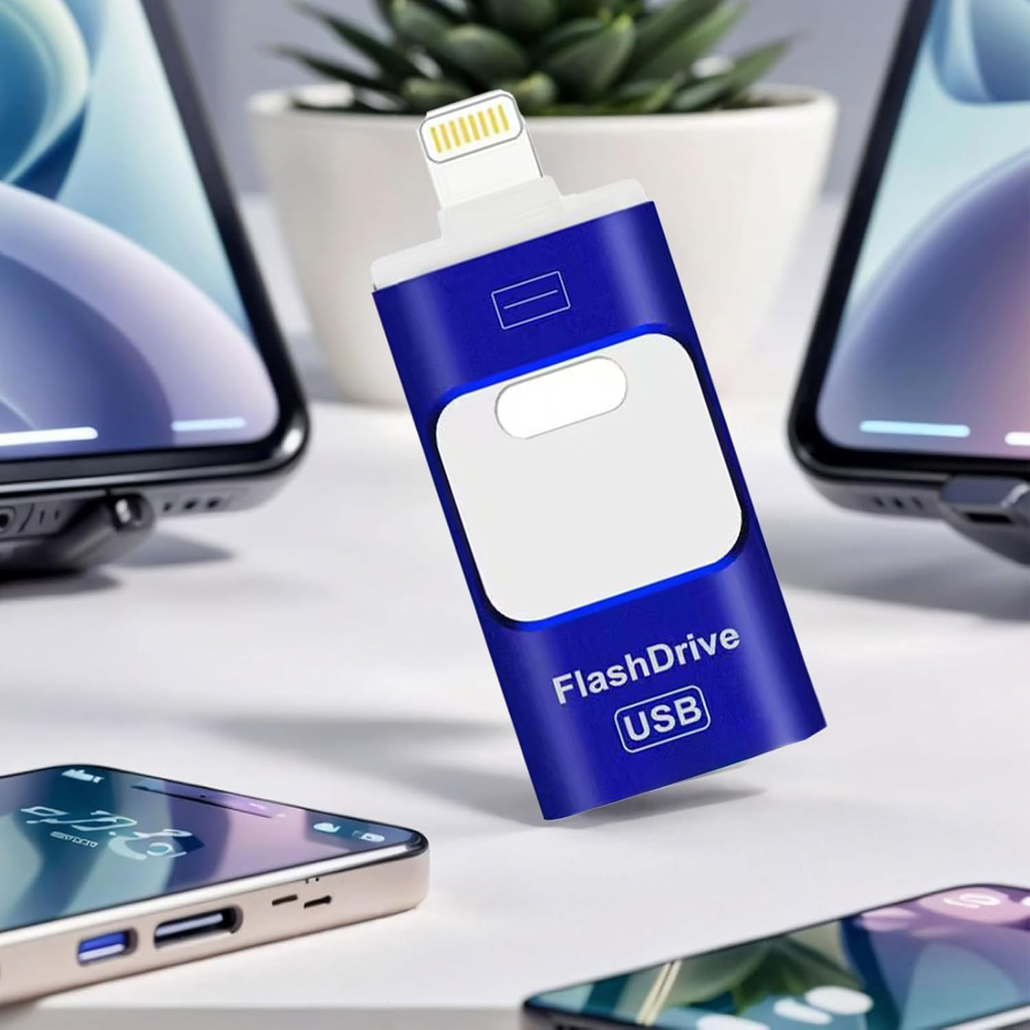 2TB USB Drives,High Speed 4-Ni-1Usb Flash Drives, USB Stick,Usb Stick External Storage for Iphone/Pc/Ipad/Android/More Devices for Photos and Videos Transfer Storage Backup.(Blue) image number 6