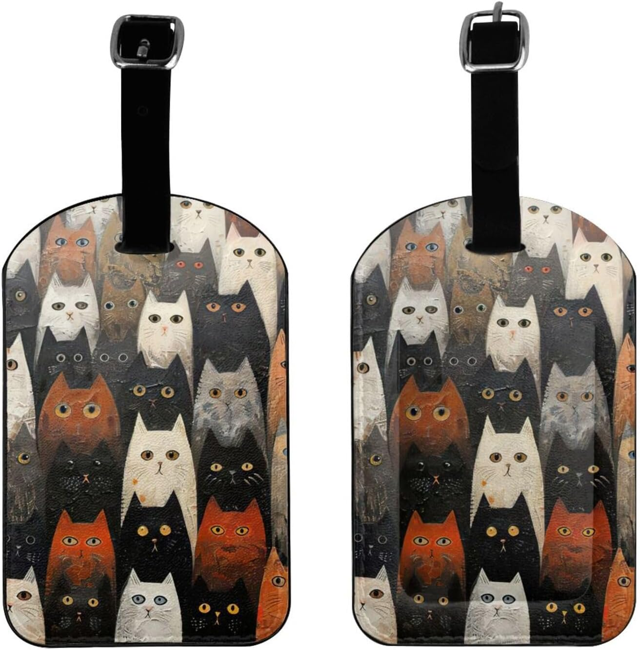 Cat Print Elegant Tag Stylish Tag Luggage Tag 4.3 X 2.76 Inch for Suitcases Travel Bags image number 3