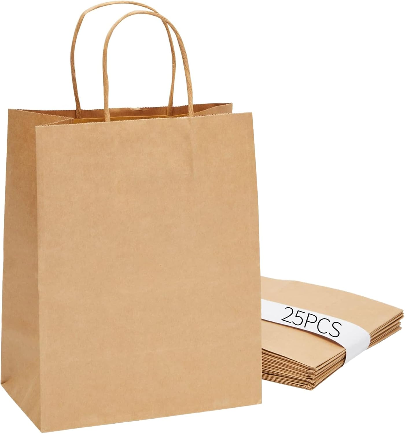 Ekvinor Kraft Paper Gift Bags with Handles - 21X11X27Cm 25Pcs Brown Shopping Bags for Parties, Favors, Businesses (Brown, 21X11X27Cm) image number 6