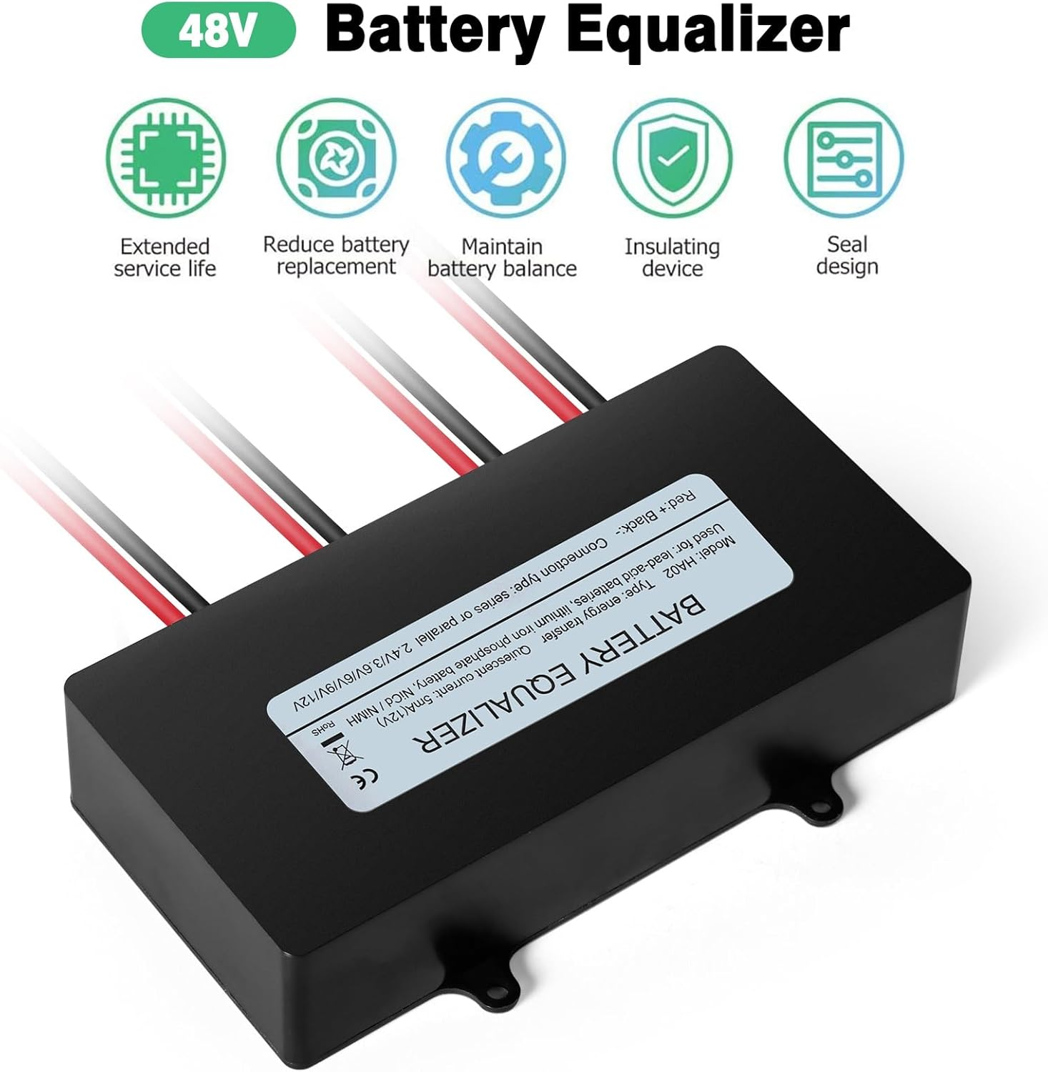 DEWIN Batterie Balancer, 48V Battery Equalizer 4X6-12V Solar System Battery Balancer for Lead Acid Lithium Battery image number 6