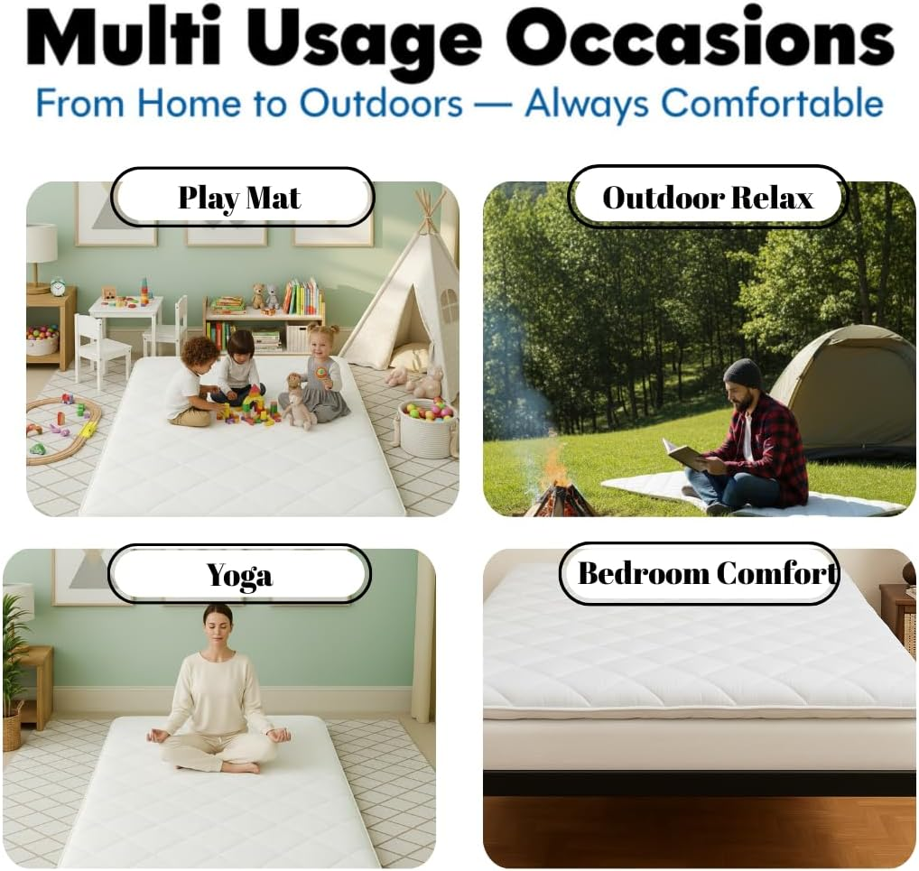 Zen.Rest Japanese Futon Mattress with Portable Storage Bag, Foldable Roll Up, Thick Tatami Mat,Floor Lounger Bed, Seven Layer Memory Foam, Floor Mattress Guest Sleeping Pad (King (U.S. Standard)) image number 4