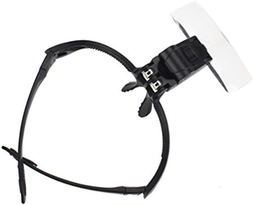 Headband Magnifier Loupe Led Light, 5 Interchangeable Lenses, Black Goggle Visor for Reading, Jewelry Crafting, and Close Work image number 3
