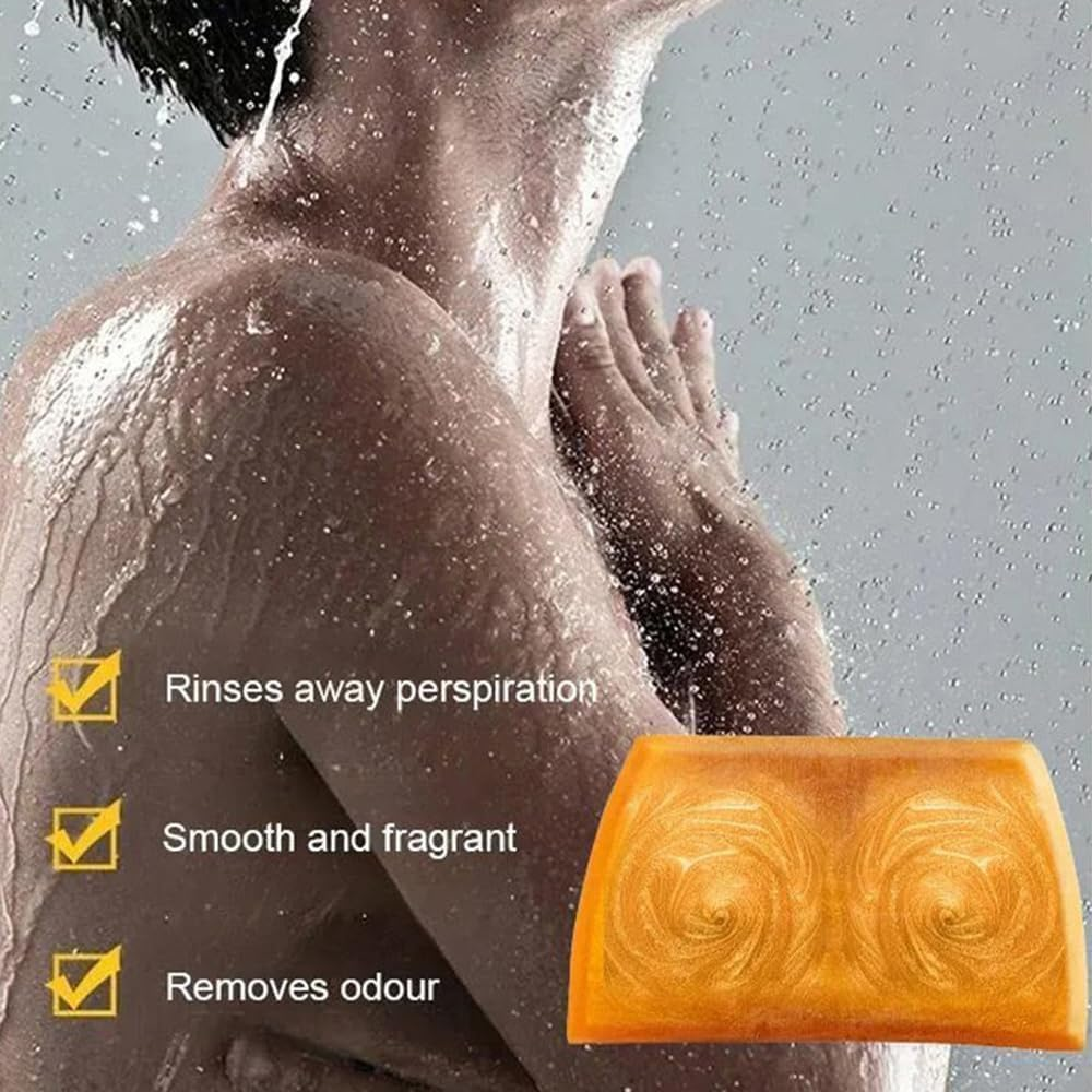 2Pcs Deep Cleansing Moisturizing Golden Perfume Soap,Silky Nourishment Gold Soap for for Face and Body,Natural Mild Handmade Essential Oilsoap image number 1
