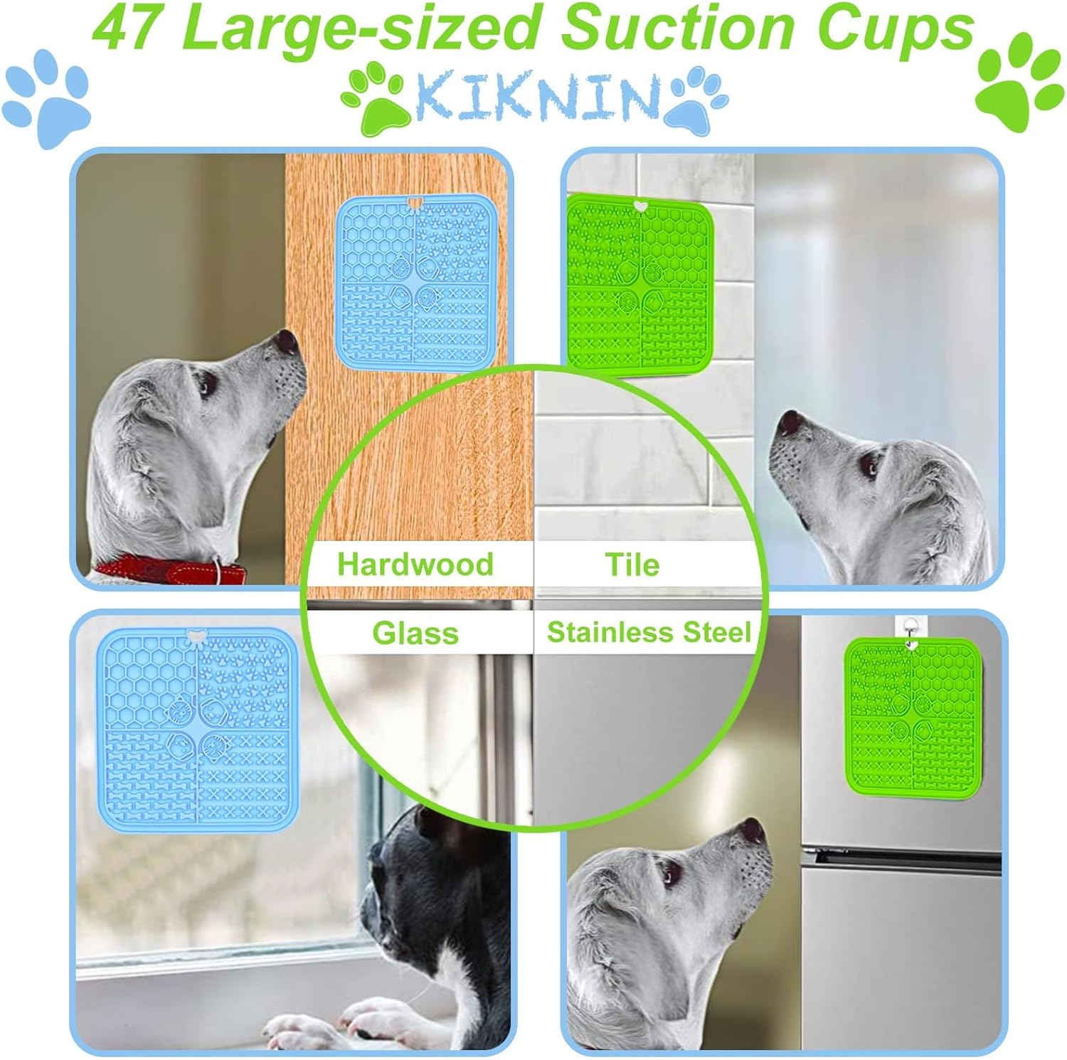 Licking Mats for Dogs and Cats 2PCS, 7.9 * 7.9 Premium Lick Pad with Suction Cups for Dog Anxiety Relief, Dog Cat Peanut Butter Lick Pads for Boredom Reducer image number 1