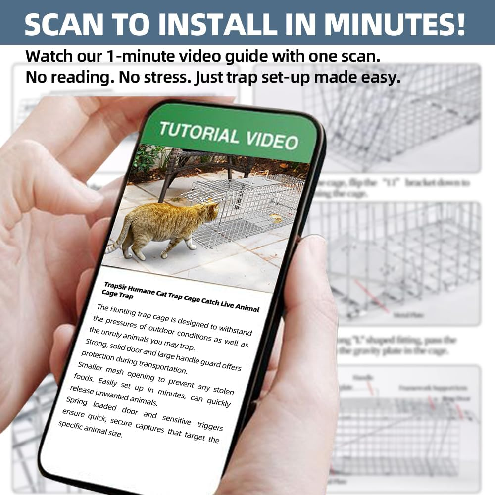 Possum Trap 66 X 23 X 26Cm Humane Large Animal Live Traps for Cats, Squirrels, Skunks, Groundhogs, Rabbits, Possums, Catch and Release Design Heavy Duty Folding Cage for Possum Stray Cat Fox Opossum image number 1