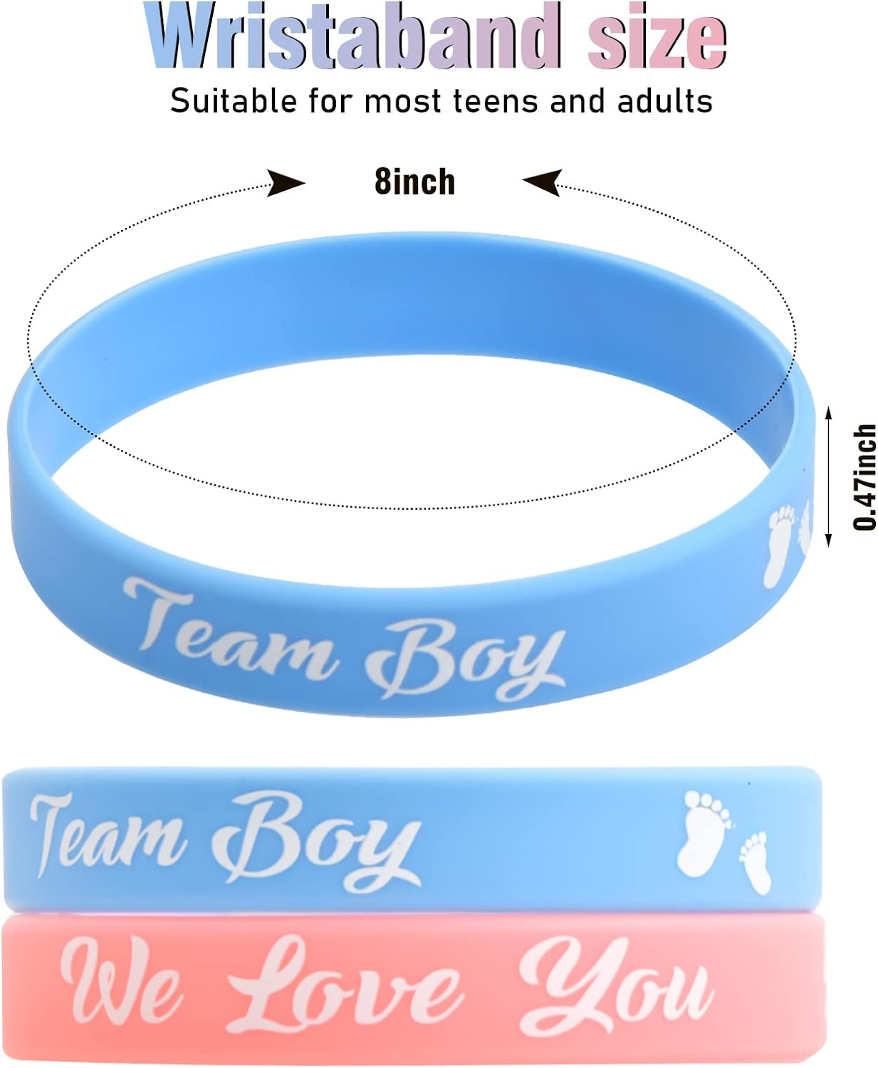 30Pcs Gender Reveal Bracelet Set,Gender Reveal Team Girl or Boy Bracelet,Team Boyteam Girl Silicone Bracelet,Team Boy or Girl Wristbandsbaby Shower Gender Reveal Party Supplies 20.2 X 1.2 Cm image number 5
