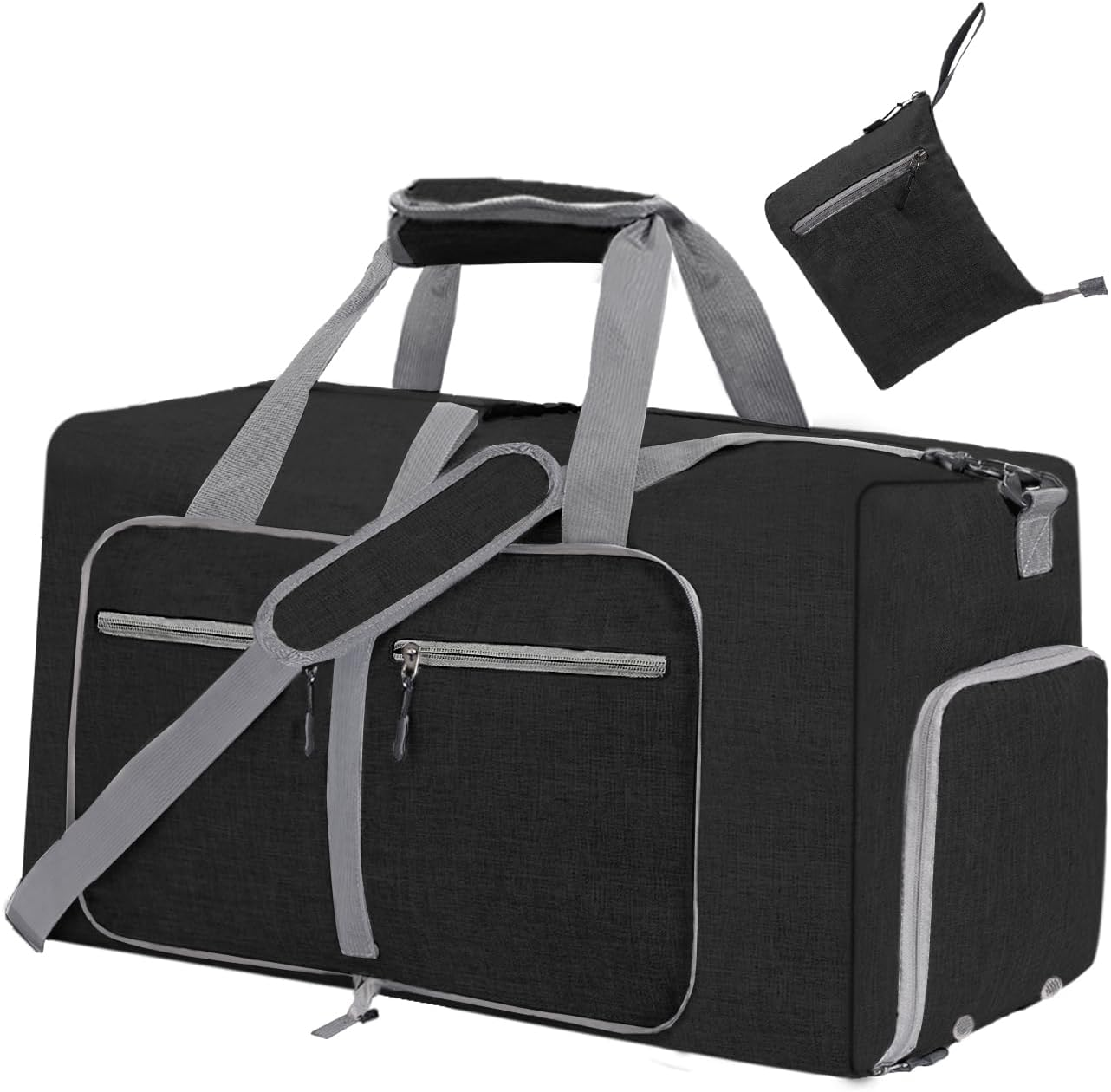 Travel Bag for Men, Foldable Travel Bag with Shoe Compartment, Black