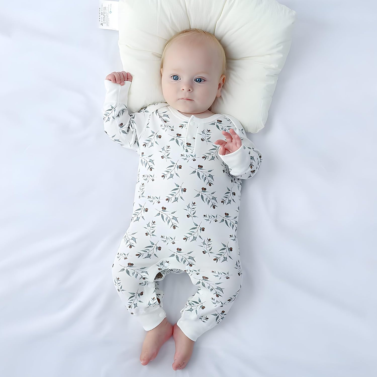 Cherie Kids 100% Organic Cotton Soft Baby Romper for Boys Girls Unisex, Long Sleeve, 0-24 Months image number 4
